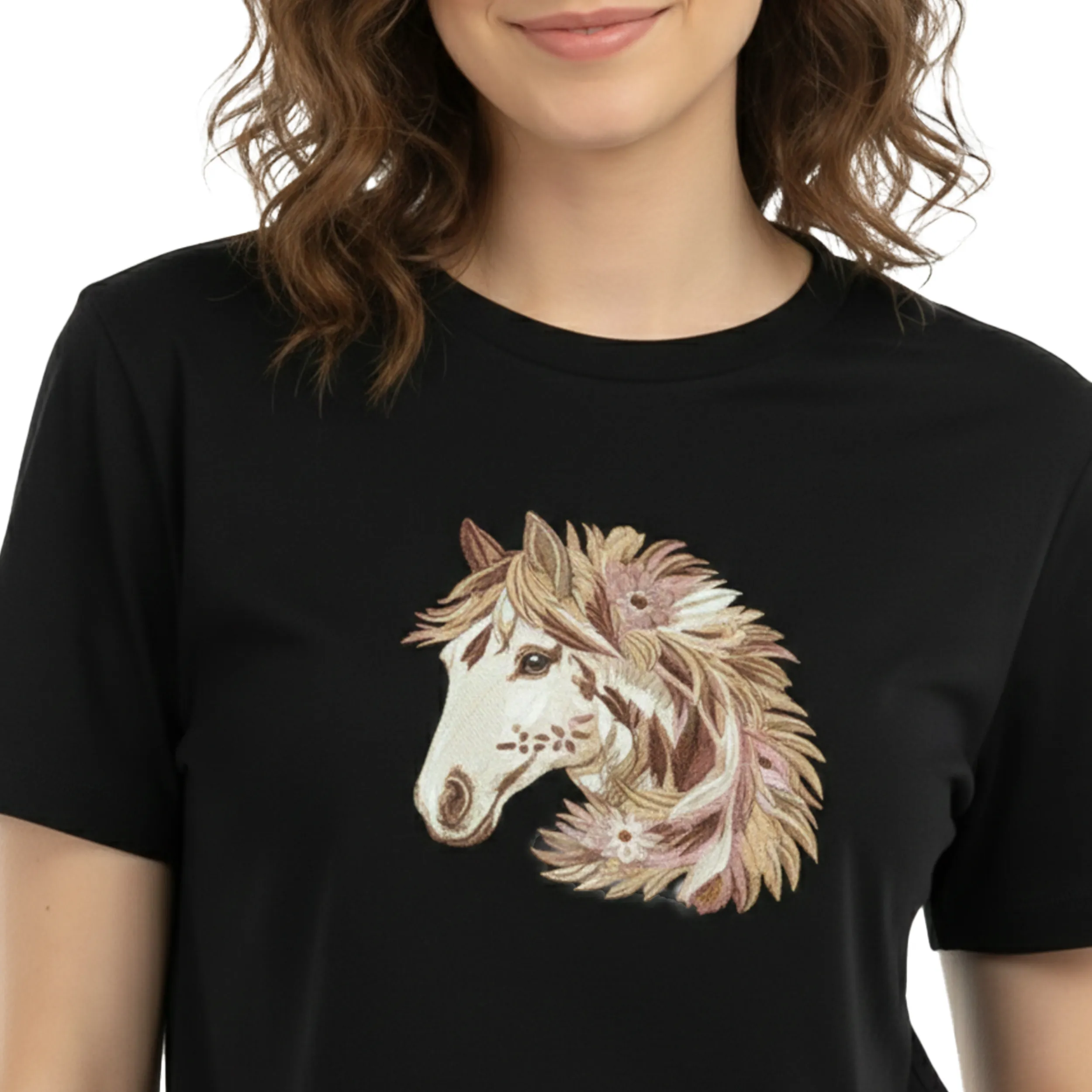 Women Unicorn Embroidery Patch Box Fit T-Shirt