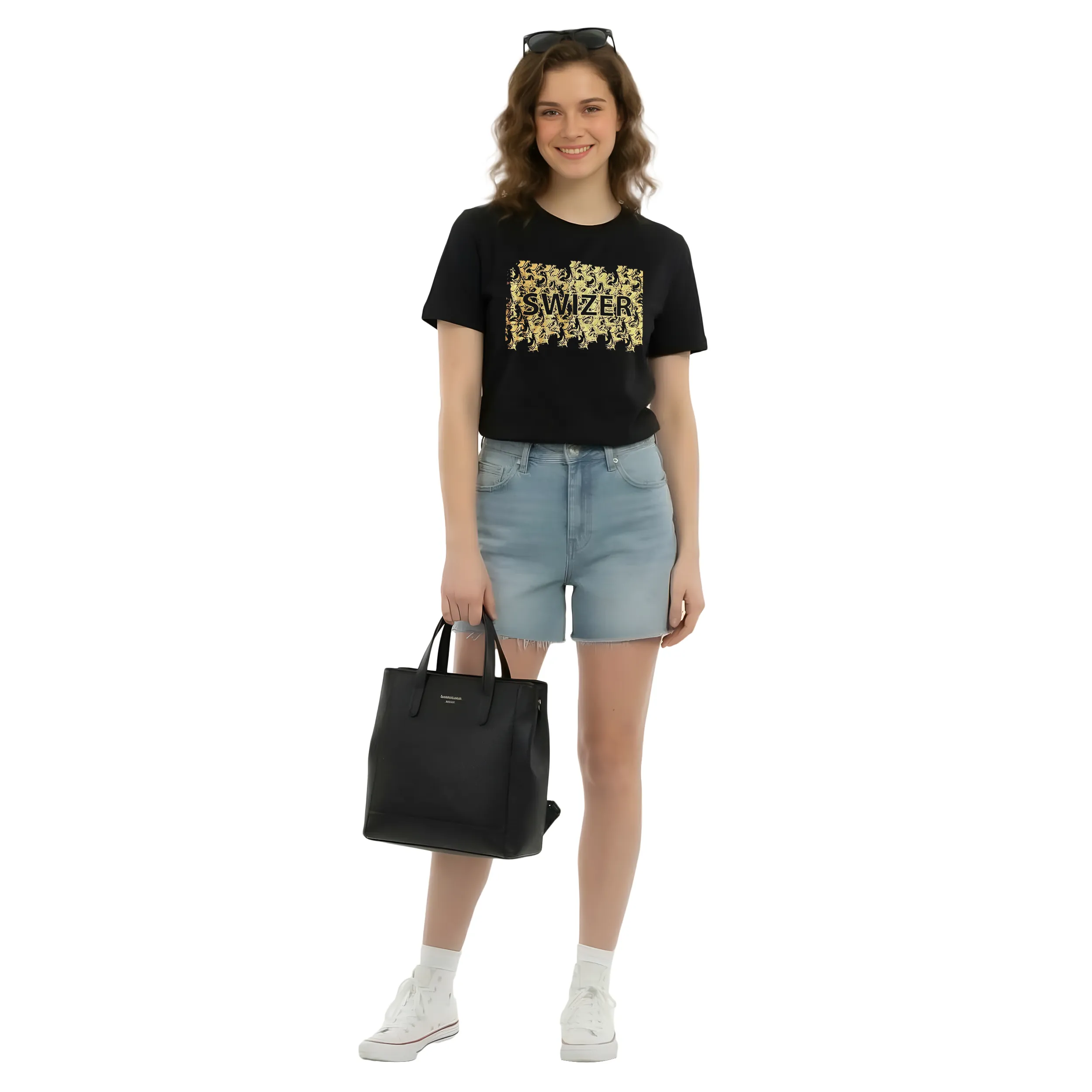 Women Foil Print Box Fit T-Shirt