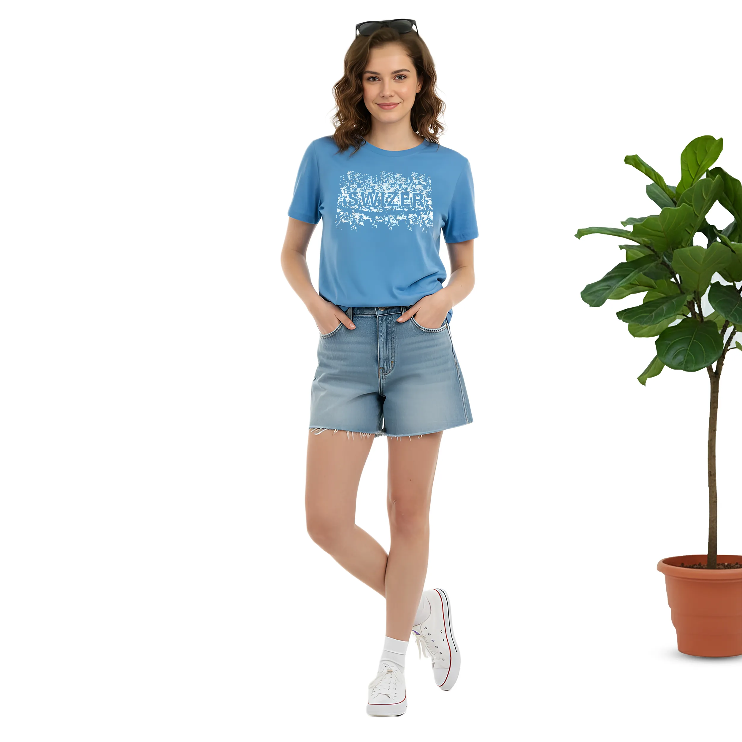 Women Foil Print Box Fit T-Shirt