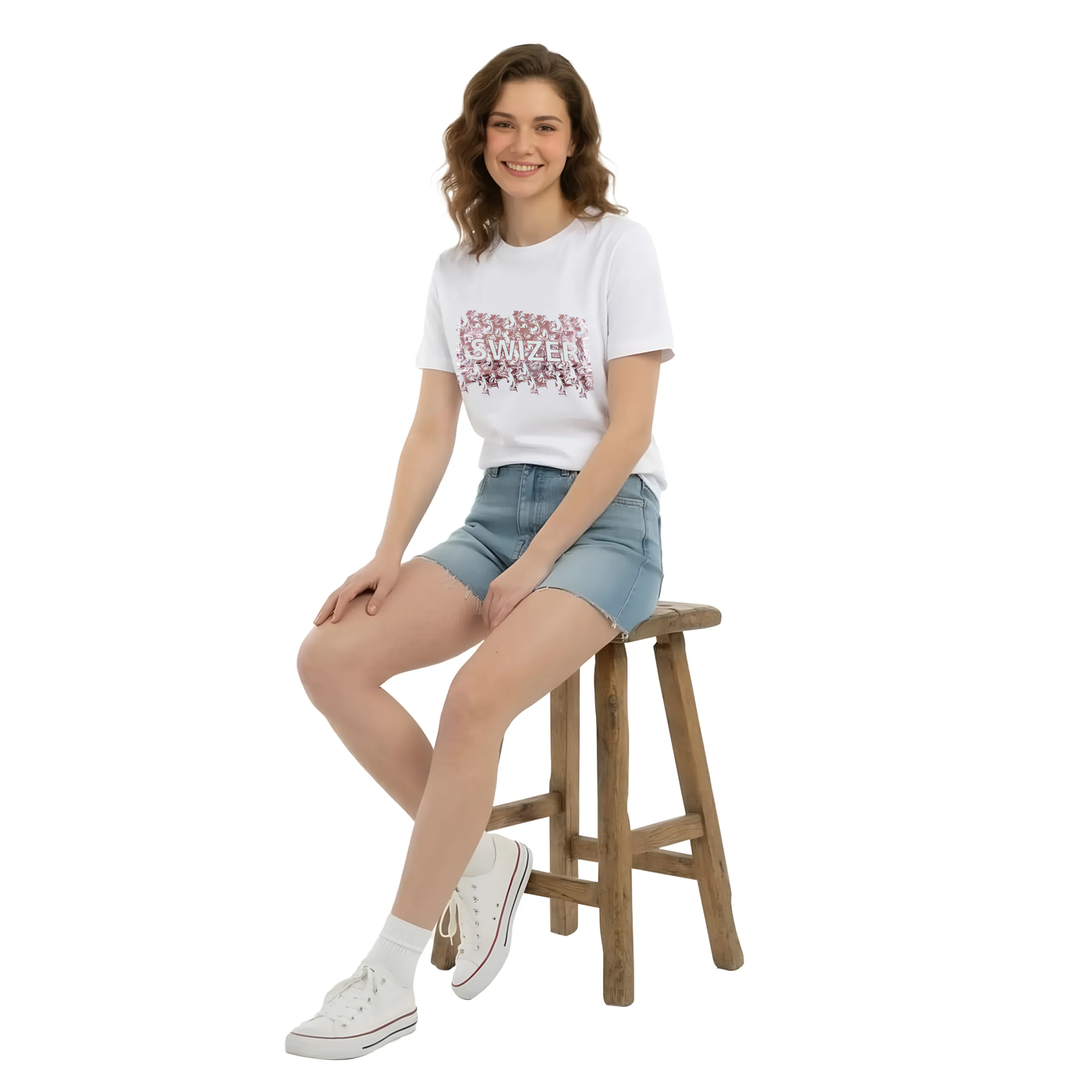 Women Foil Print Box Fit T-Shirt