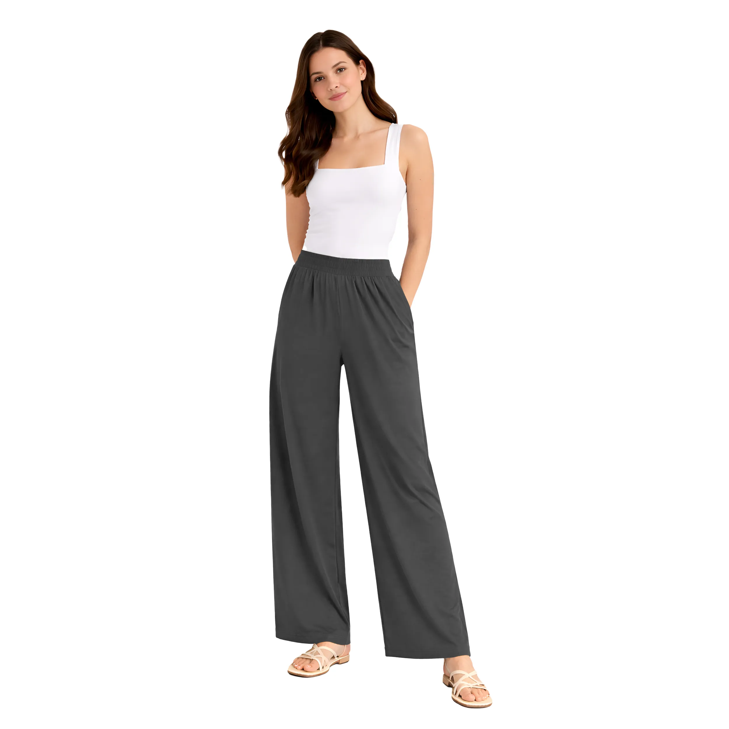 Women Flared Palazzos with Insert Pockets