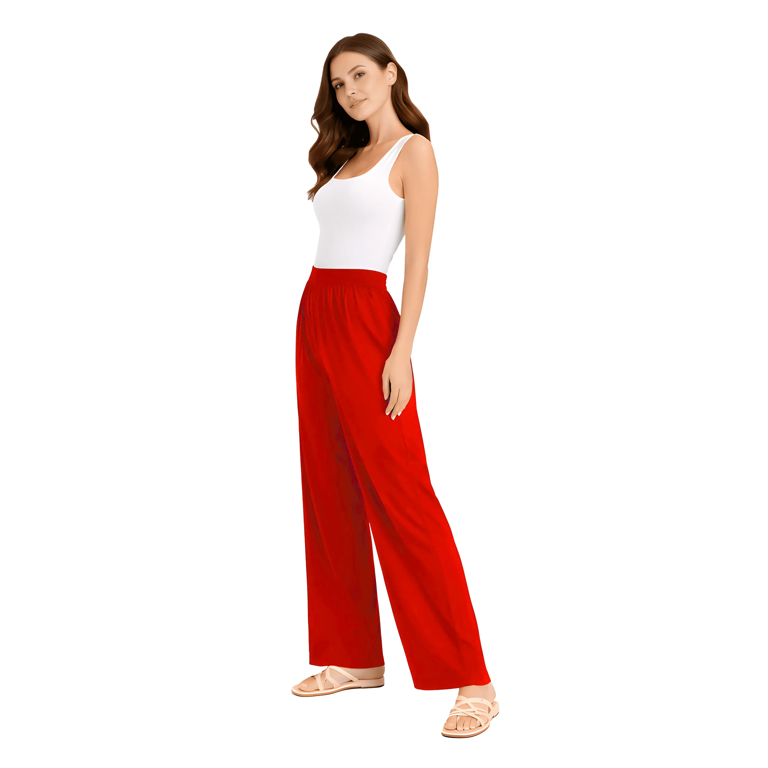 Women Flared Palazzos with Insert Pockets