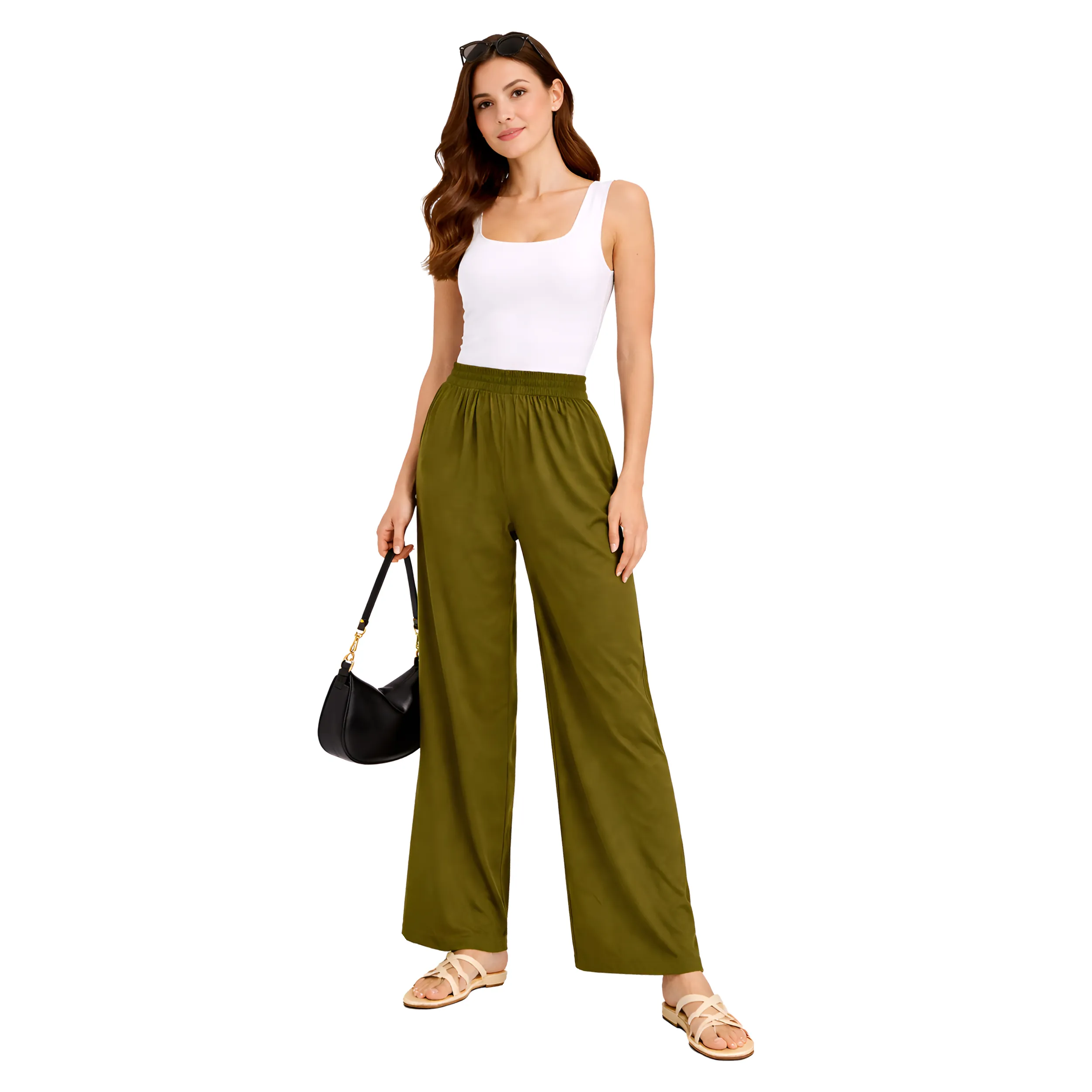 Women Flared Palazzos with Insert Pockets