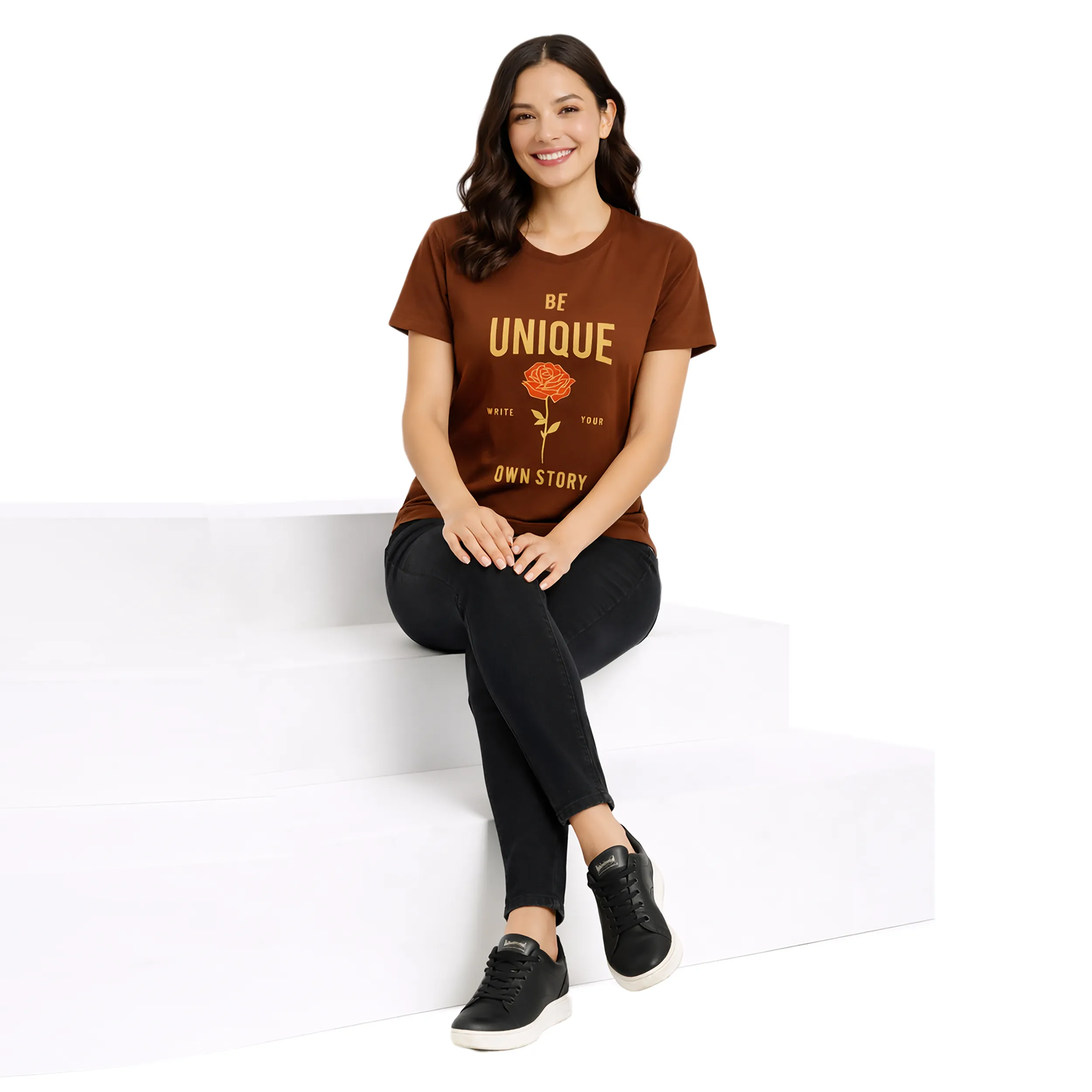 Printed Round Neck T-Shirt Regular Short Sleeve Top for Everyday Wear