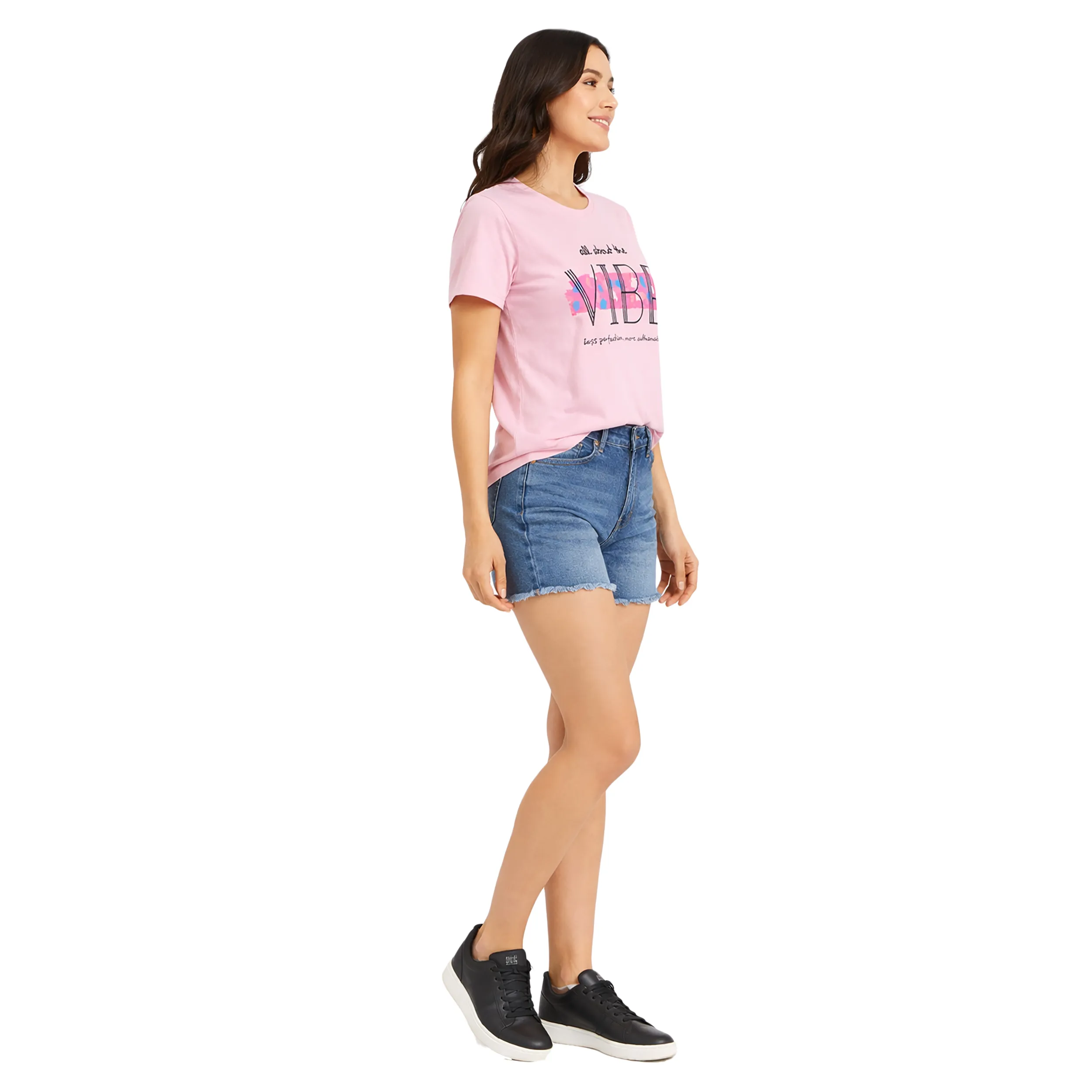 Printed Round Neck T-Shirt Regular Short Sleeve Top for Everyday Wear