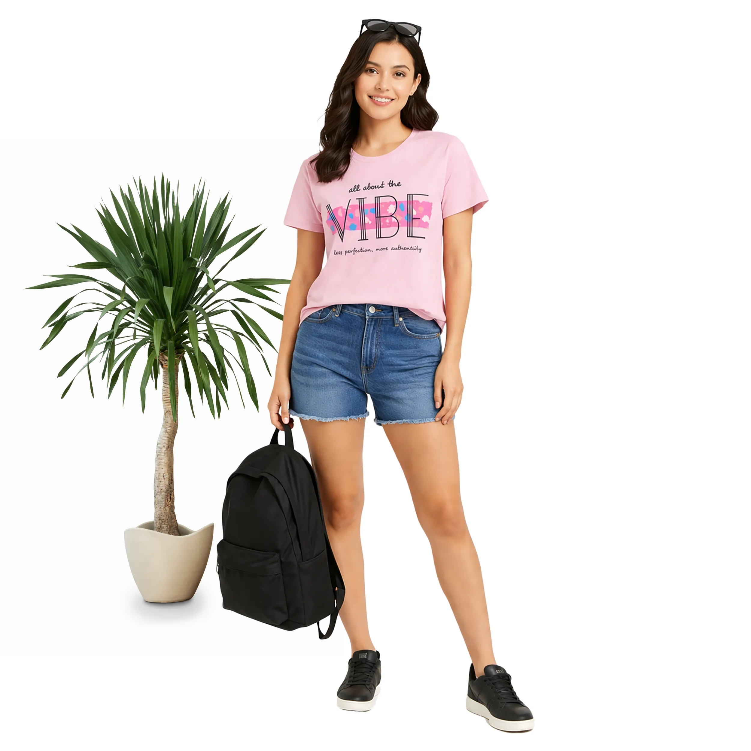 Printed Round Neck T-Shirt Regular Short Sleeve Top for Everyday Wear