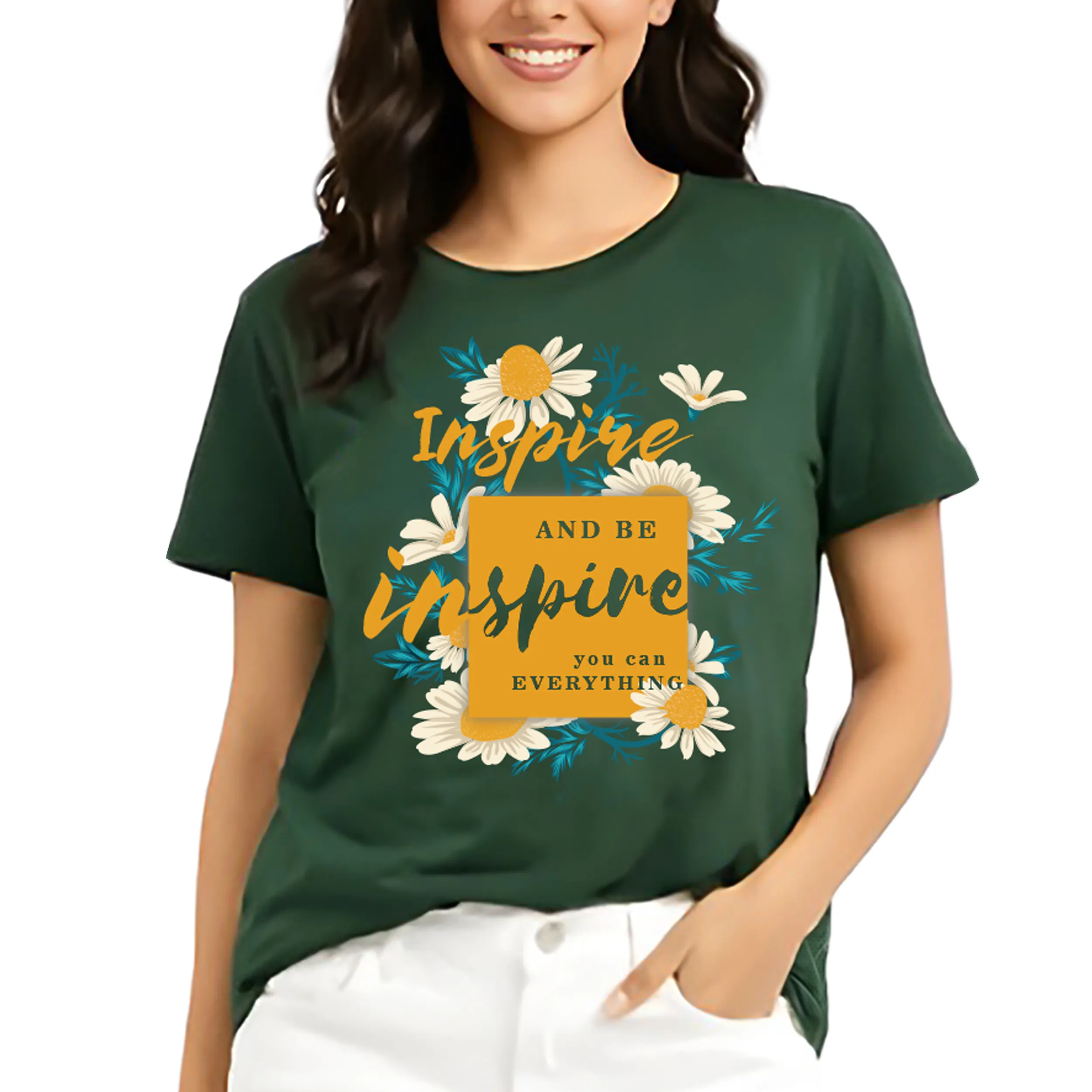 Printed Round Neck T-Shirt Regular Short Sleeve Top for Everyday Wear