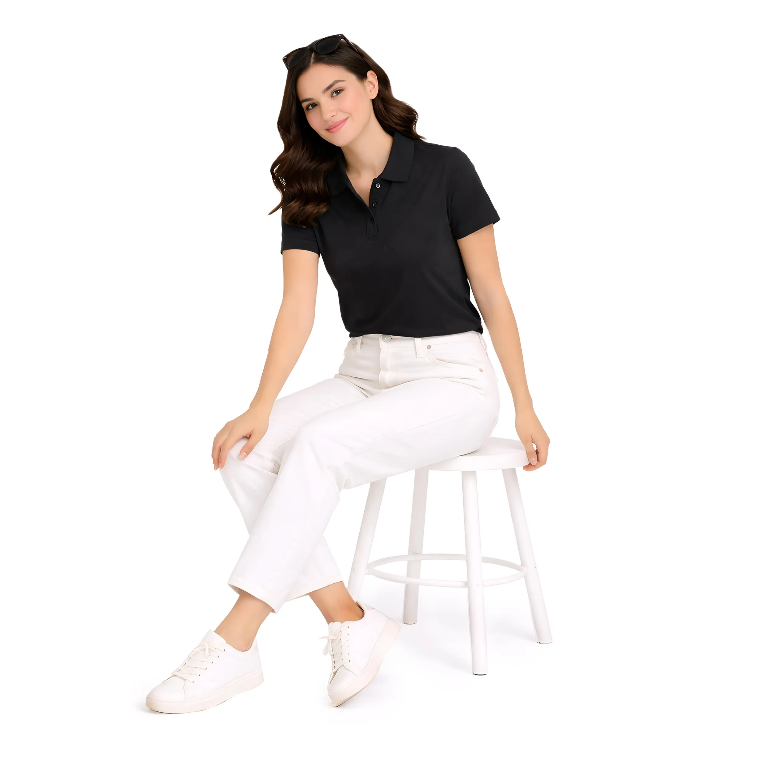 Women Solid Polo T-Shirt  Premium Cotton Blend  Regular Fit  Everyday Comfort