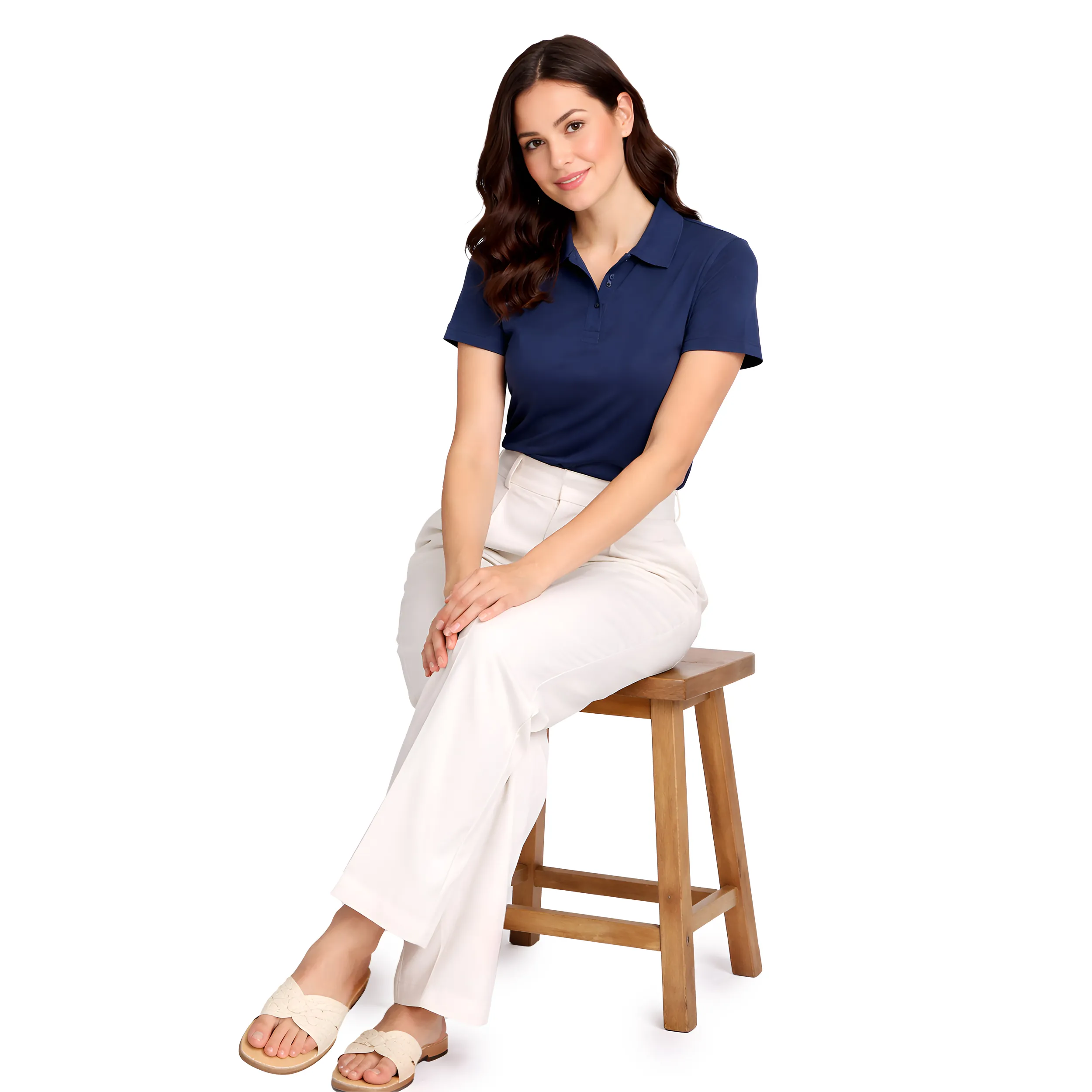 Women Solid Polo T-Shirt  Premium Cotton Blend  Regular Fit  Everyday Comfort