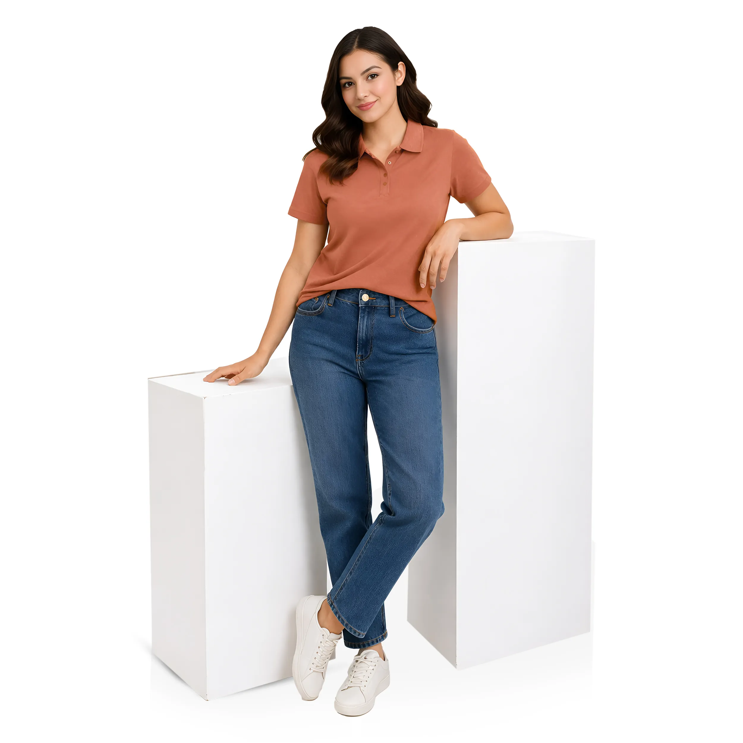 Women Solid Polo T-Shirt  Premium Cotton Blend  Regular Fit  Everyday Comfort