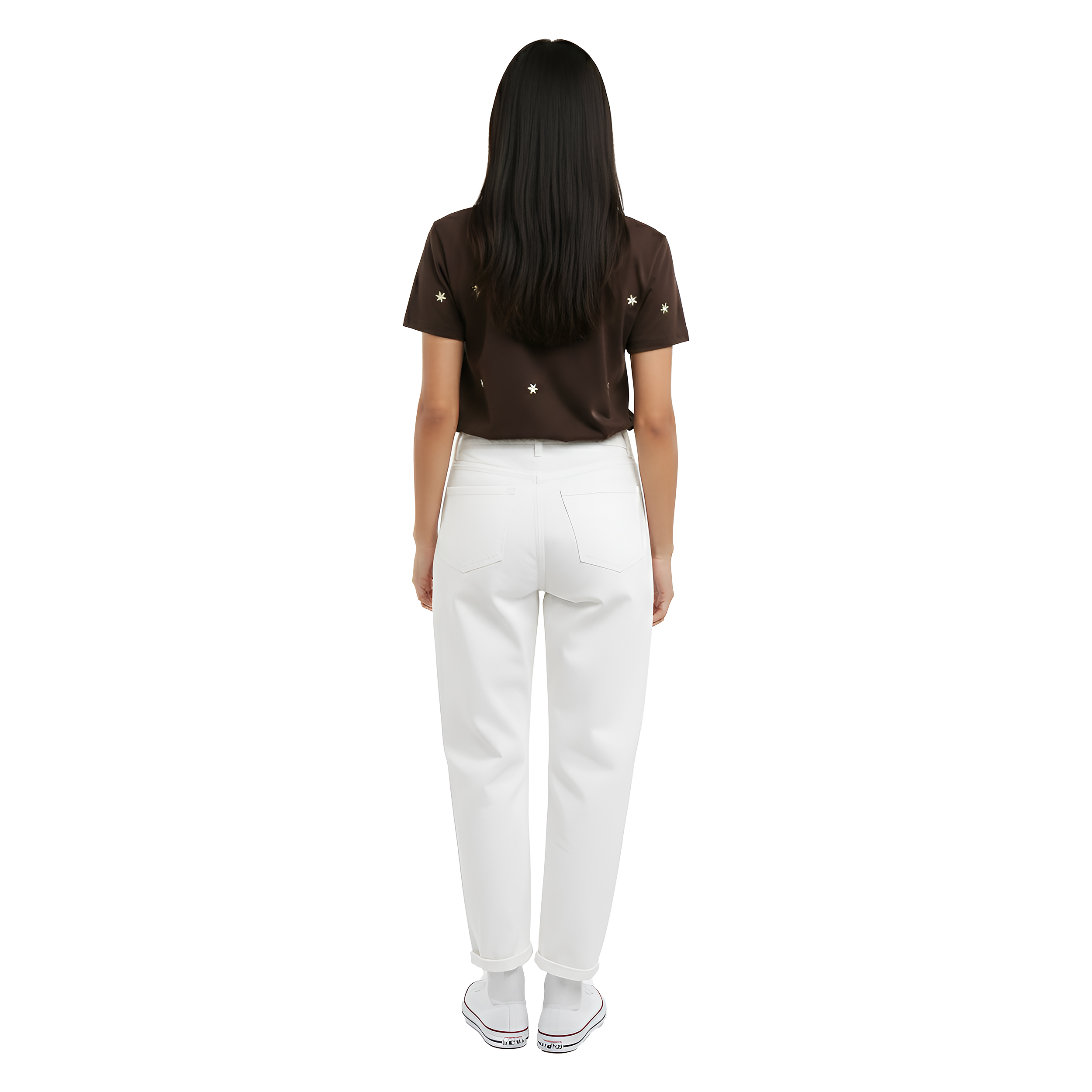 Floral Embroidered Box Fit T-Shirt  Cotton Round Neck Oversized Tee