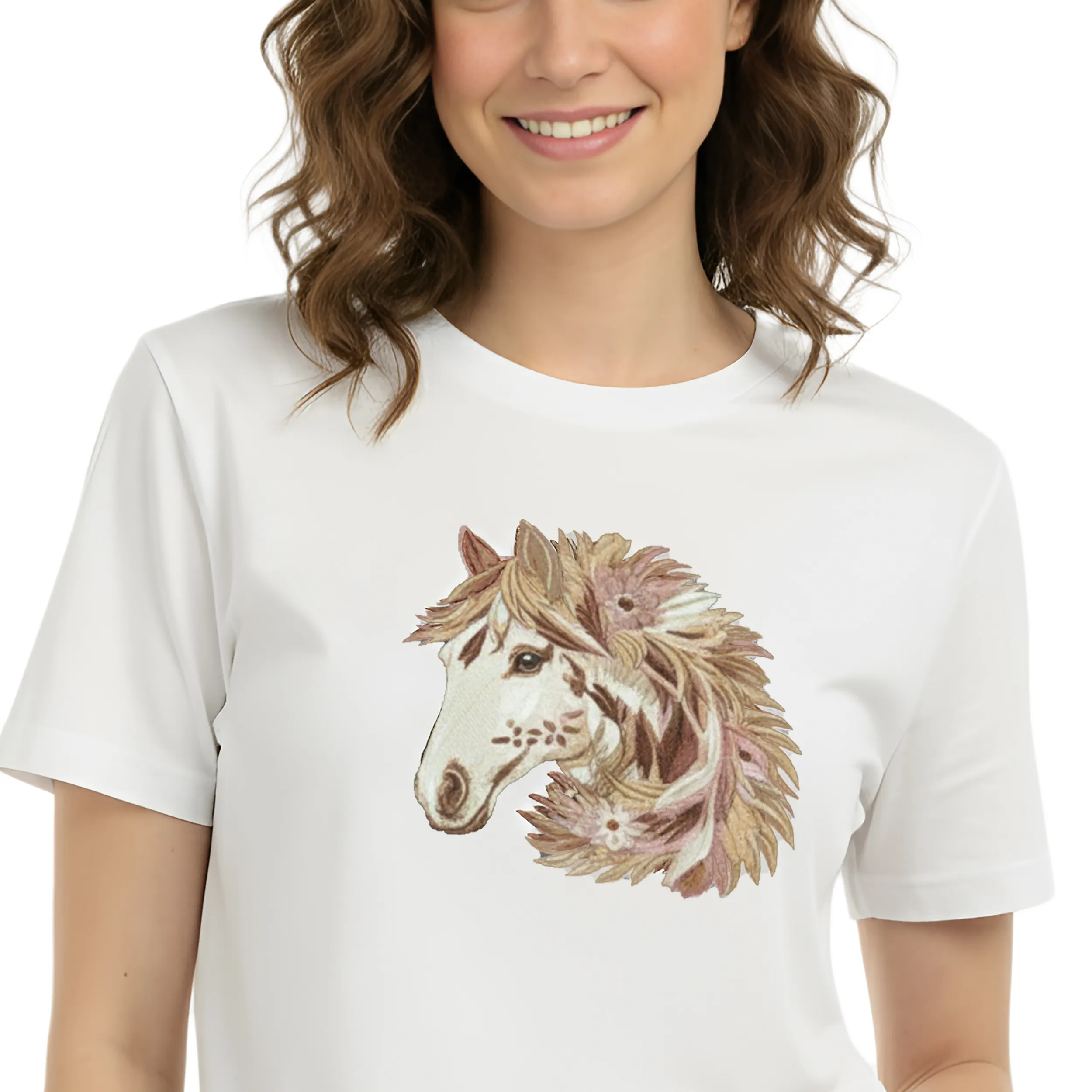 Women Unicorn Embroidery Patch Box Fit T-Shirt