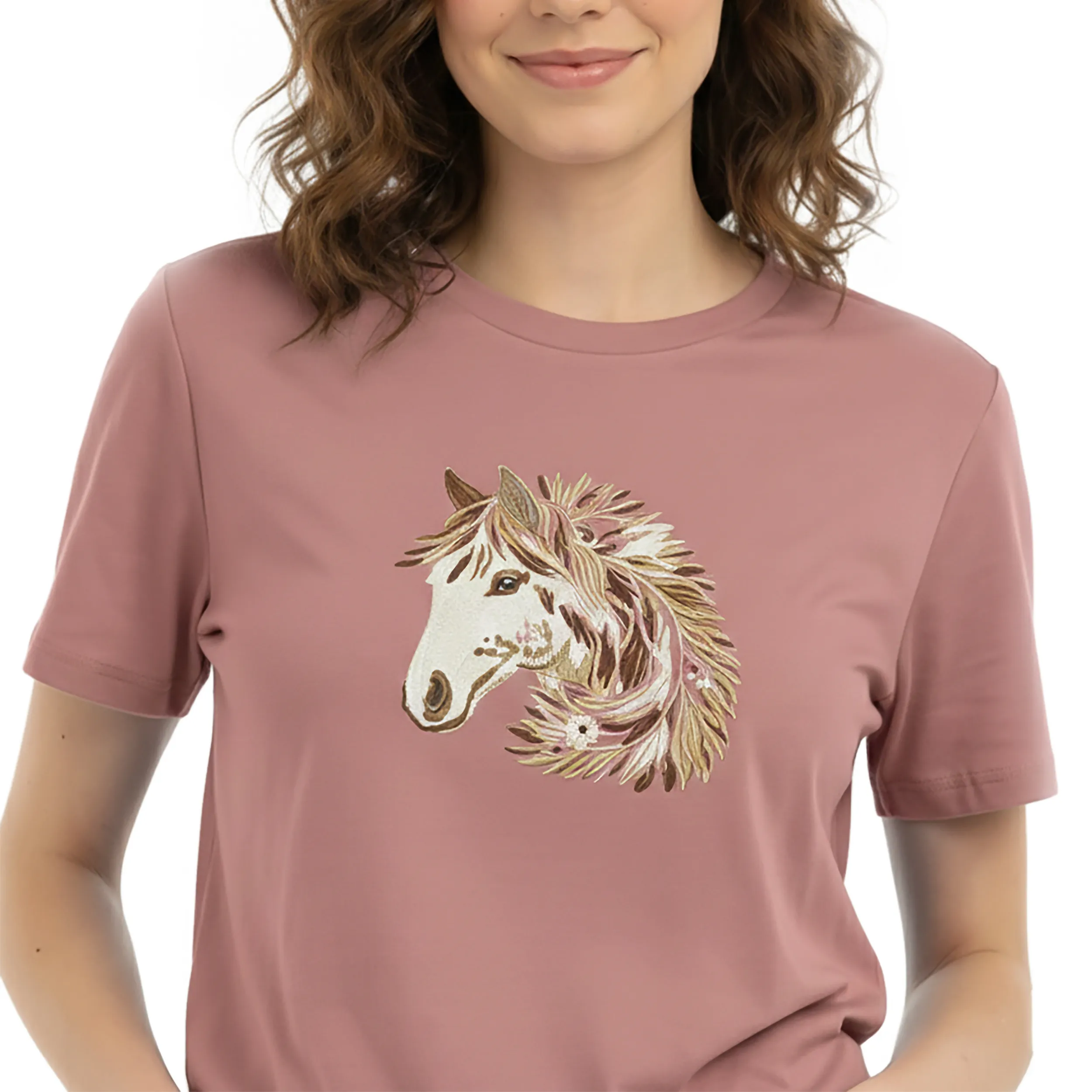 Women Unicorn Embroidery Patch Box Fit T-Shirt