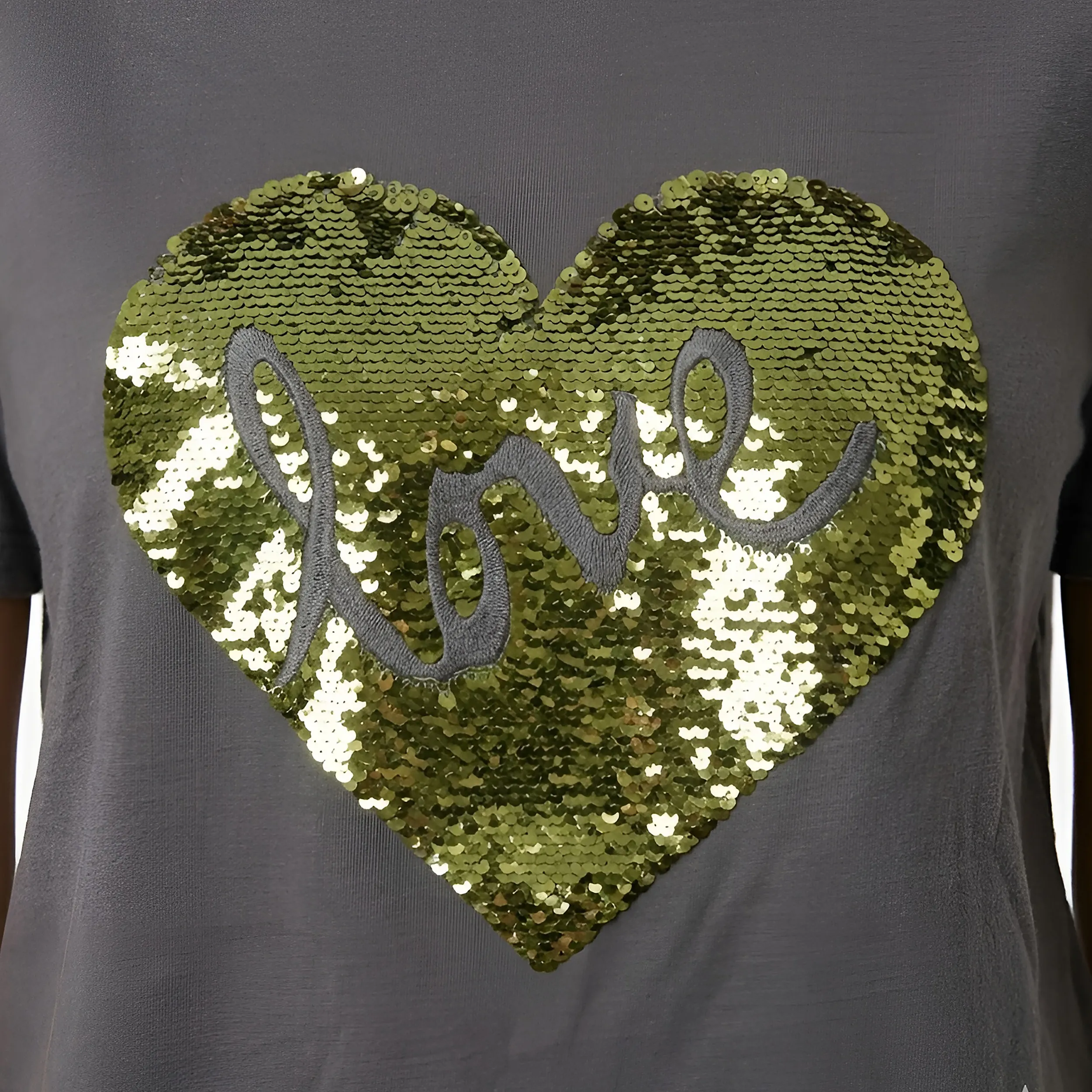 Women Sequin Work Box Fit T-Shirt