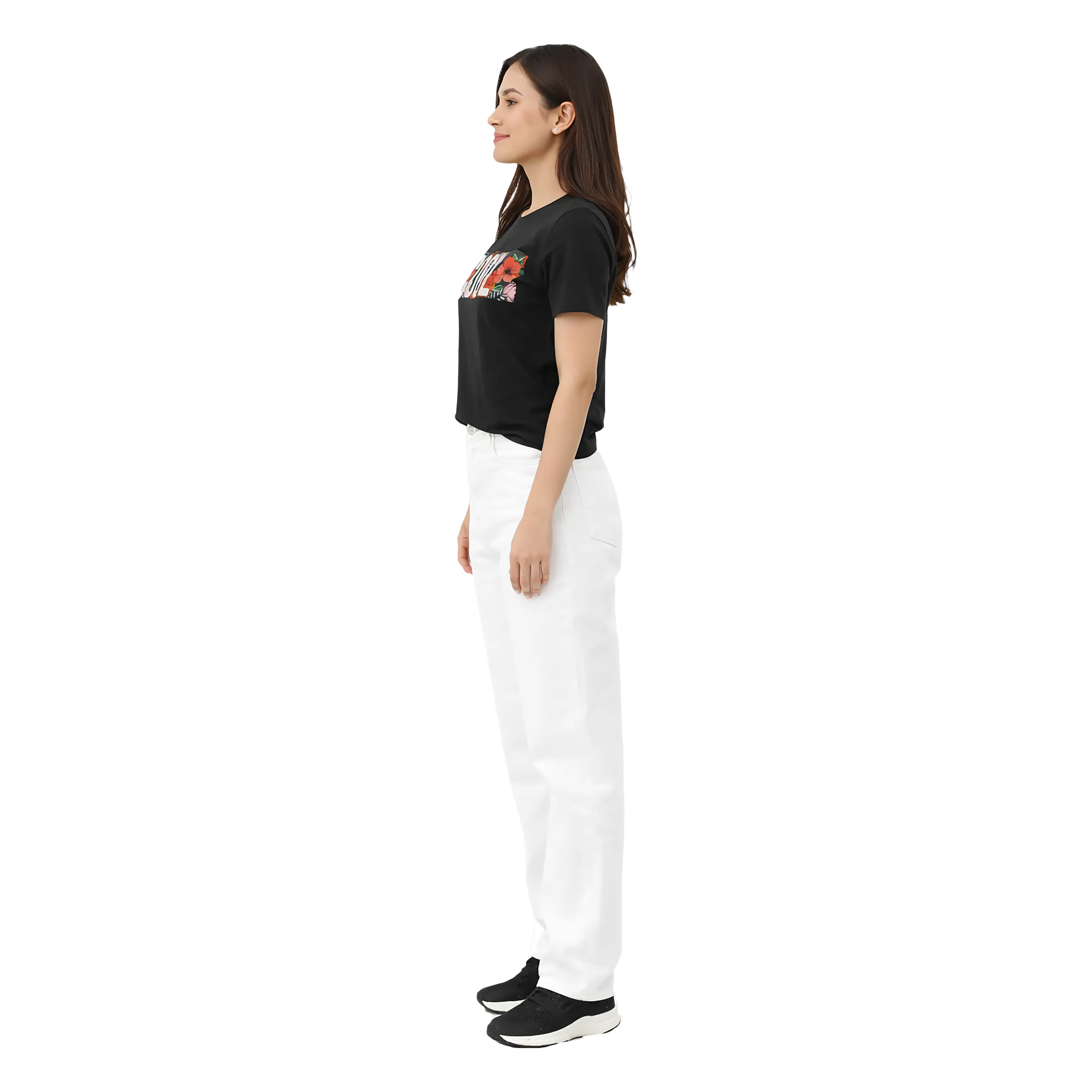 Printed Round Neck T-Shirt Regular Short Sleeve Top for Everyday Wear