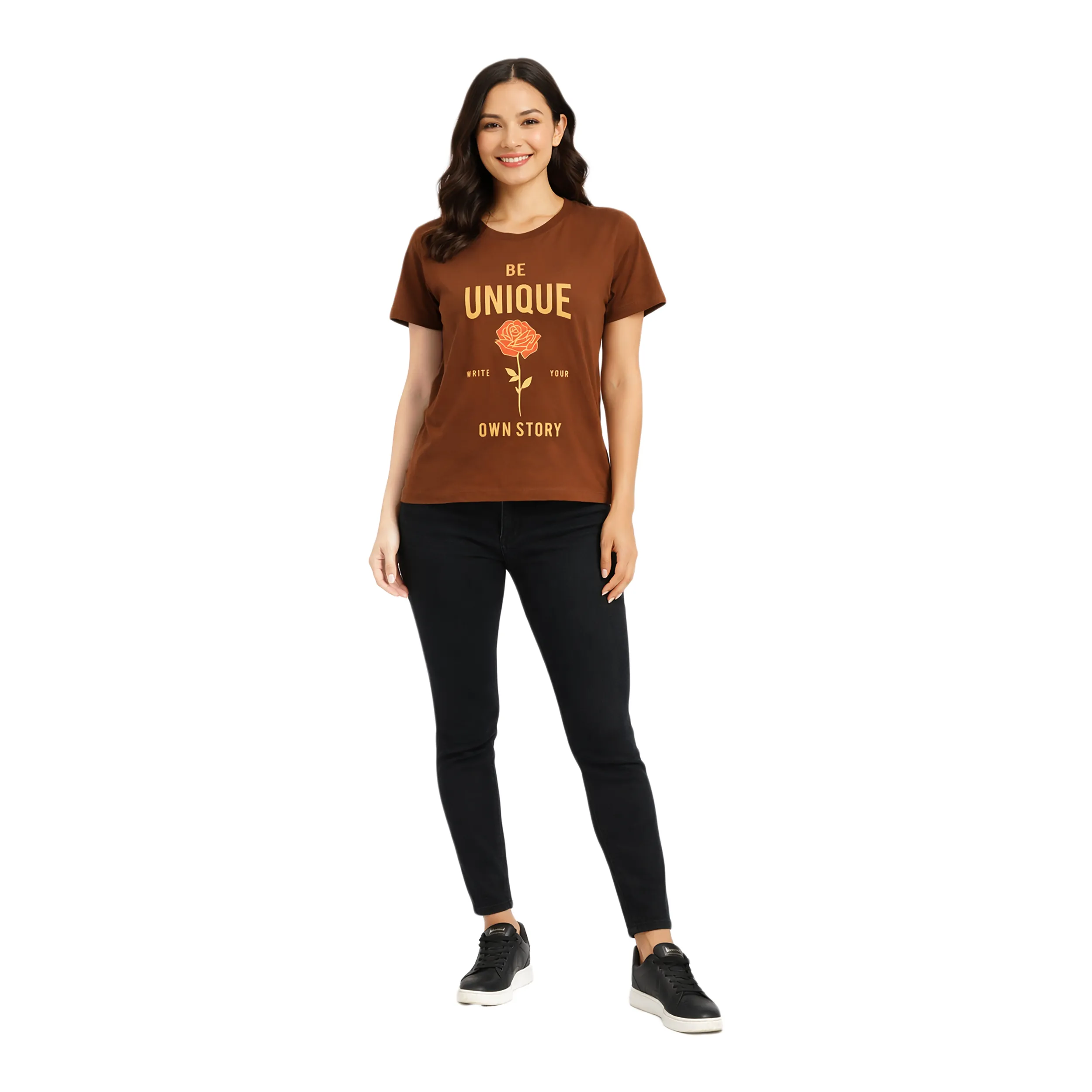 Printed Round Neck T-Shirt Regular Short Sleeve Top for Everyday Wear