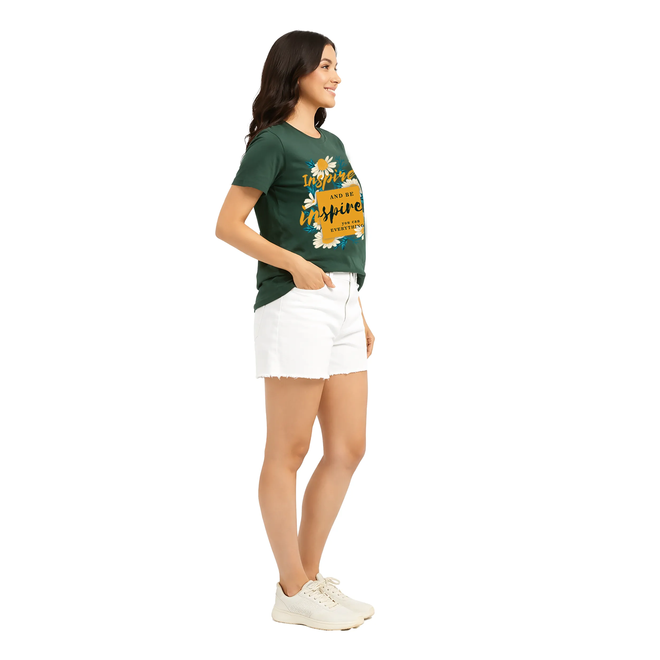 Printed Round Neck T-Shirt Regular Short Sleeve Top for Everyday Wear