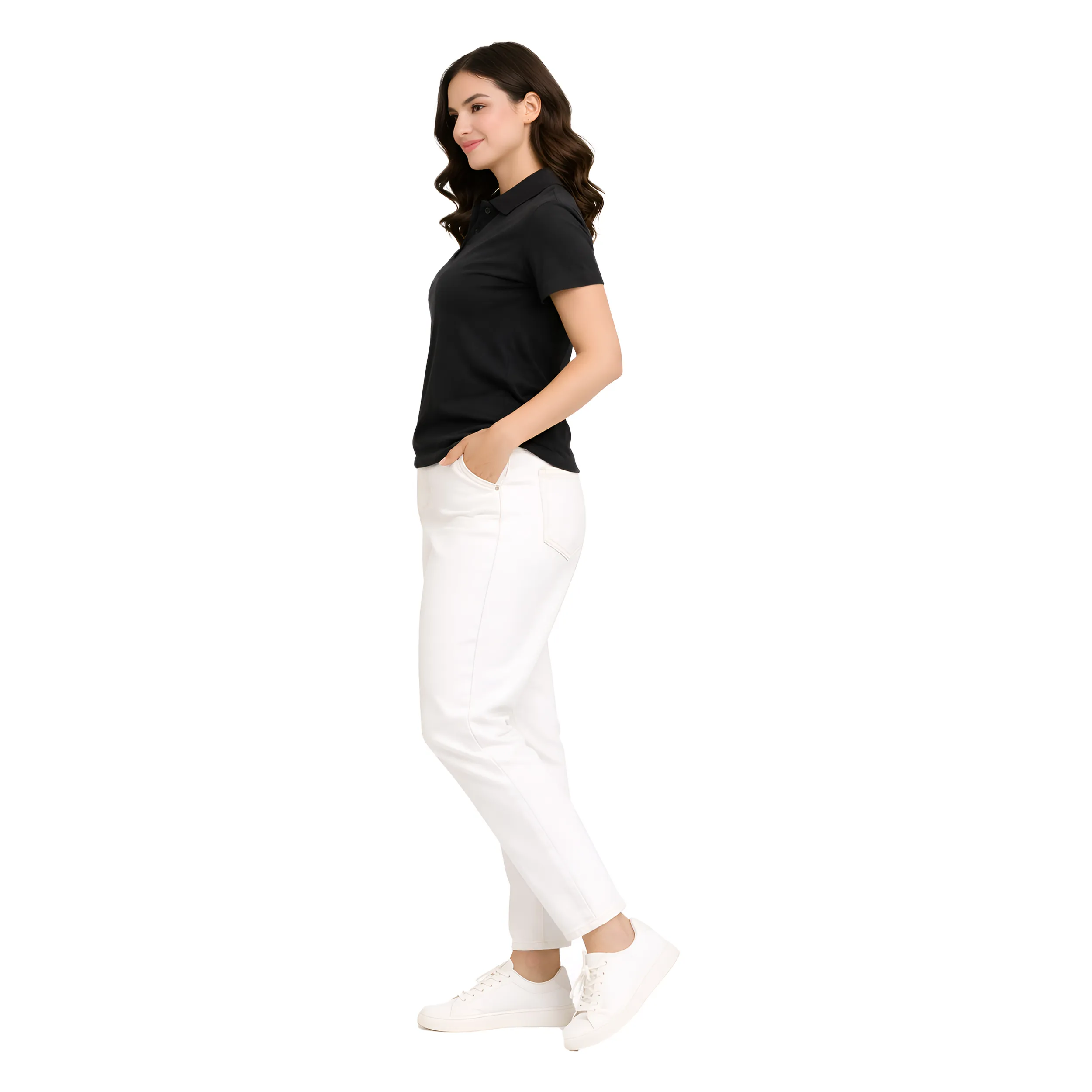 Women Solid Polo T-Shirt  Premium Cotton Blend  Regular Fit  Everyday Comfort