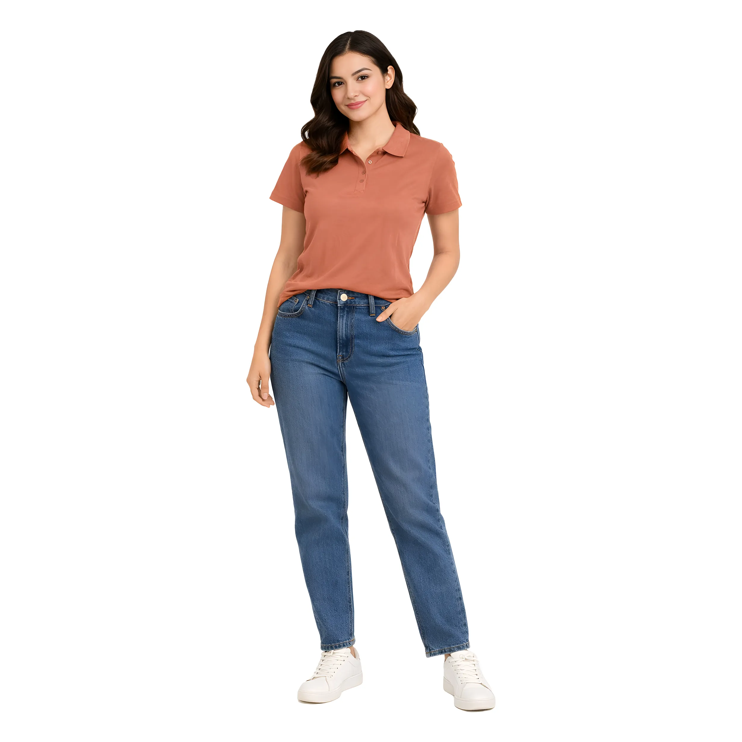 Women Solid Polo T-Shirt  Premium Cotton Blend  Regular Fit  Everyday Comfort