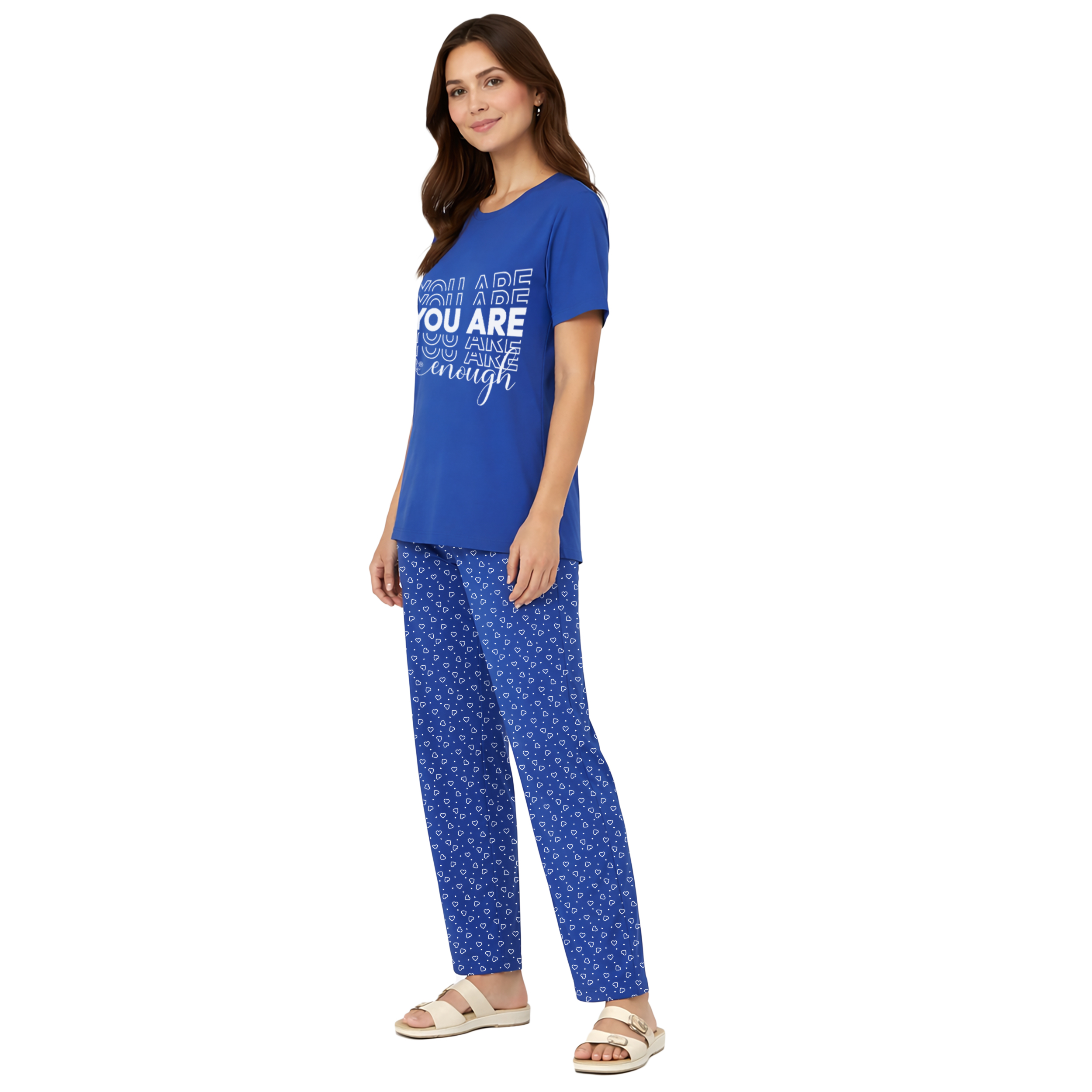 Women Printed Nightwear Set | Soft Cotton Blend T-shirt & Pyjama Set | Relaxed Fit Sleepwear