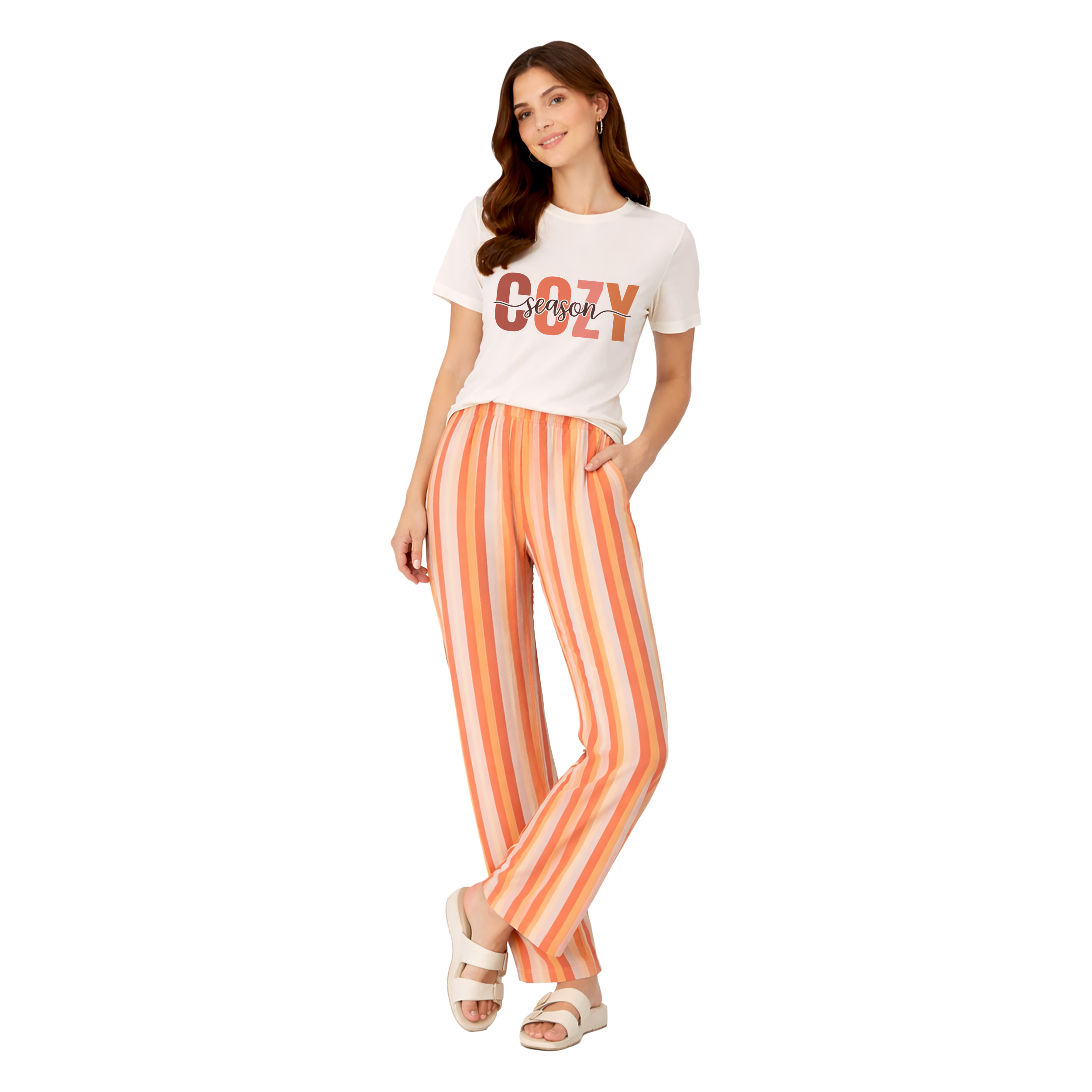 Women Printed Nightwear Set | Soft Cotton Blend T-shirt & Pyjama Set | Relaxed Fit Sleepwear
