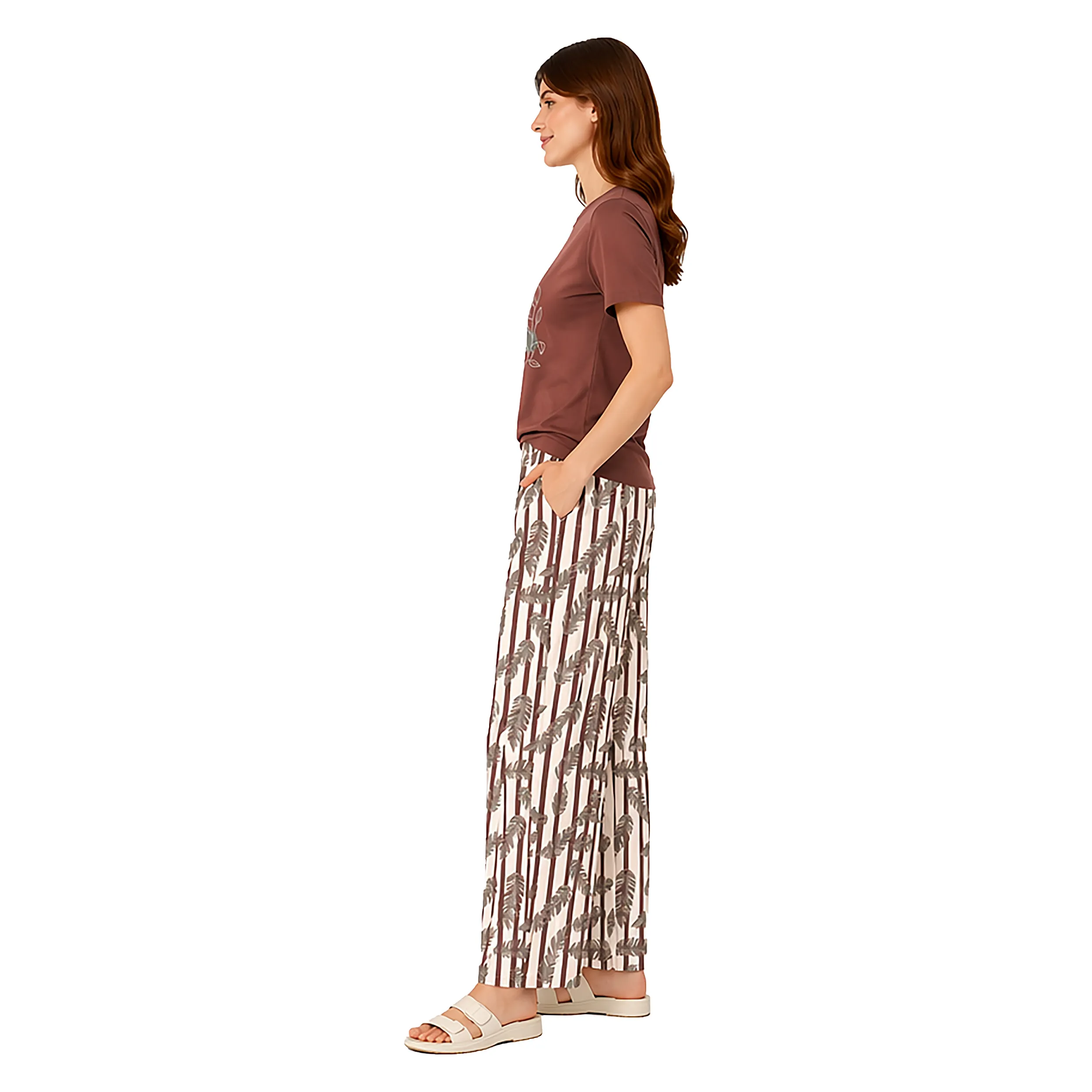 Women Printed Nightwear Set | Soft Cotton Blend T-shirt & Pyjama Set | Relaxed Fit Sleepwear