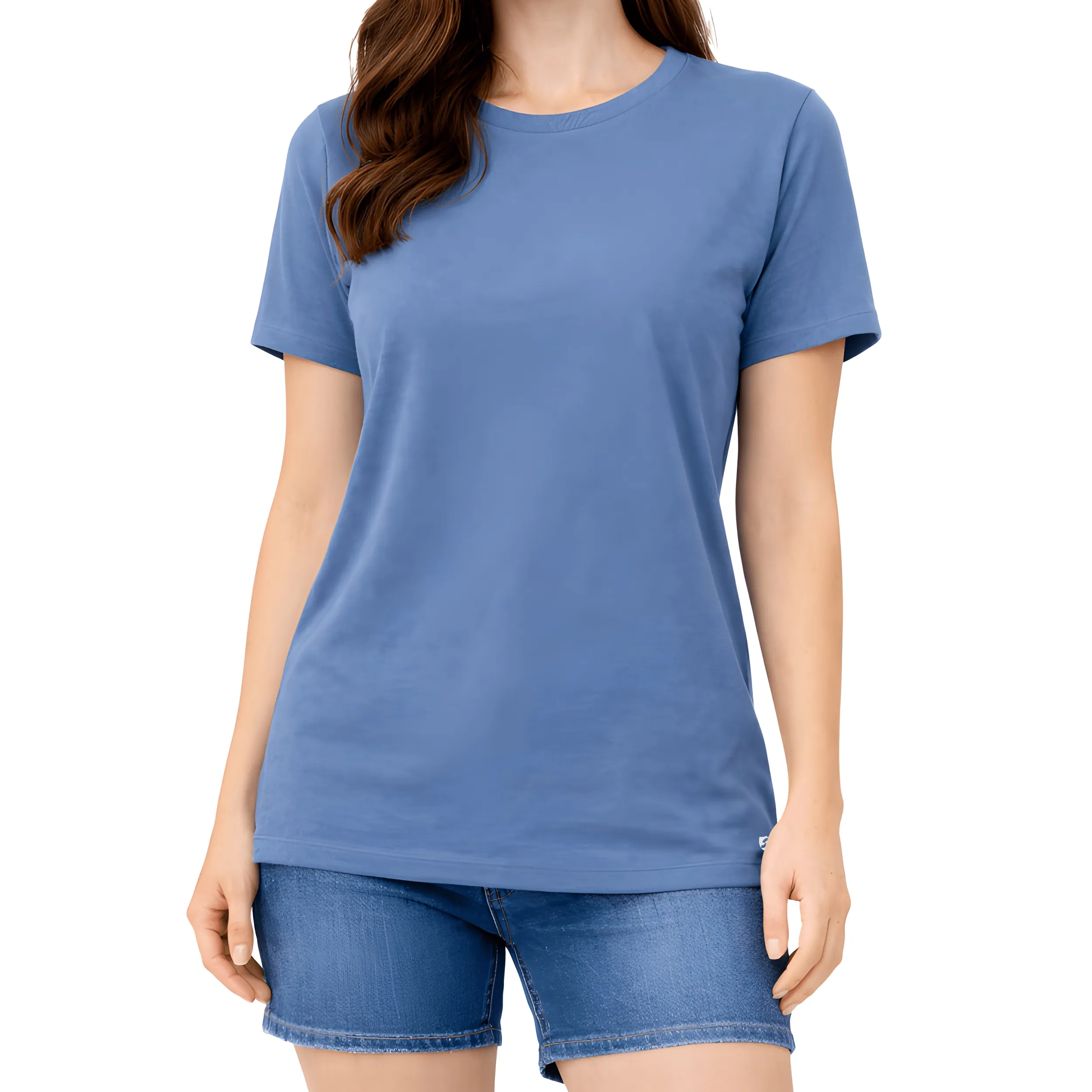 Cotton Round Neck T-Shirt Regular Fit Solid Casual Tee Soft Breathable Top