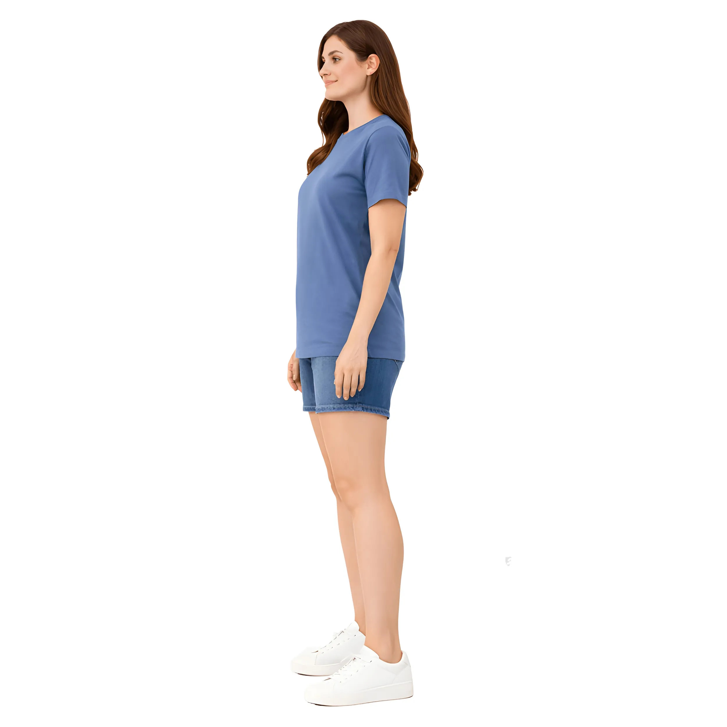 Cotton Round Neck T-Shirt Regular Fit Solid Casual Tee Soft Breathable Top