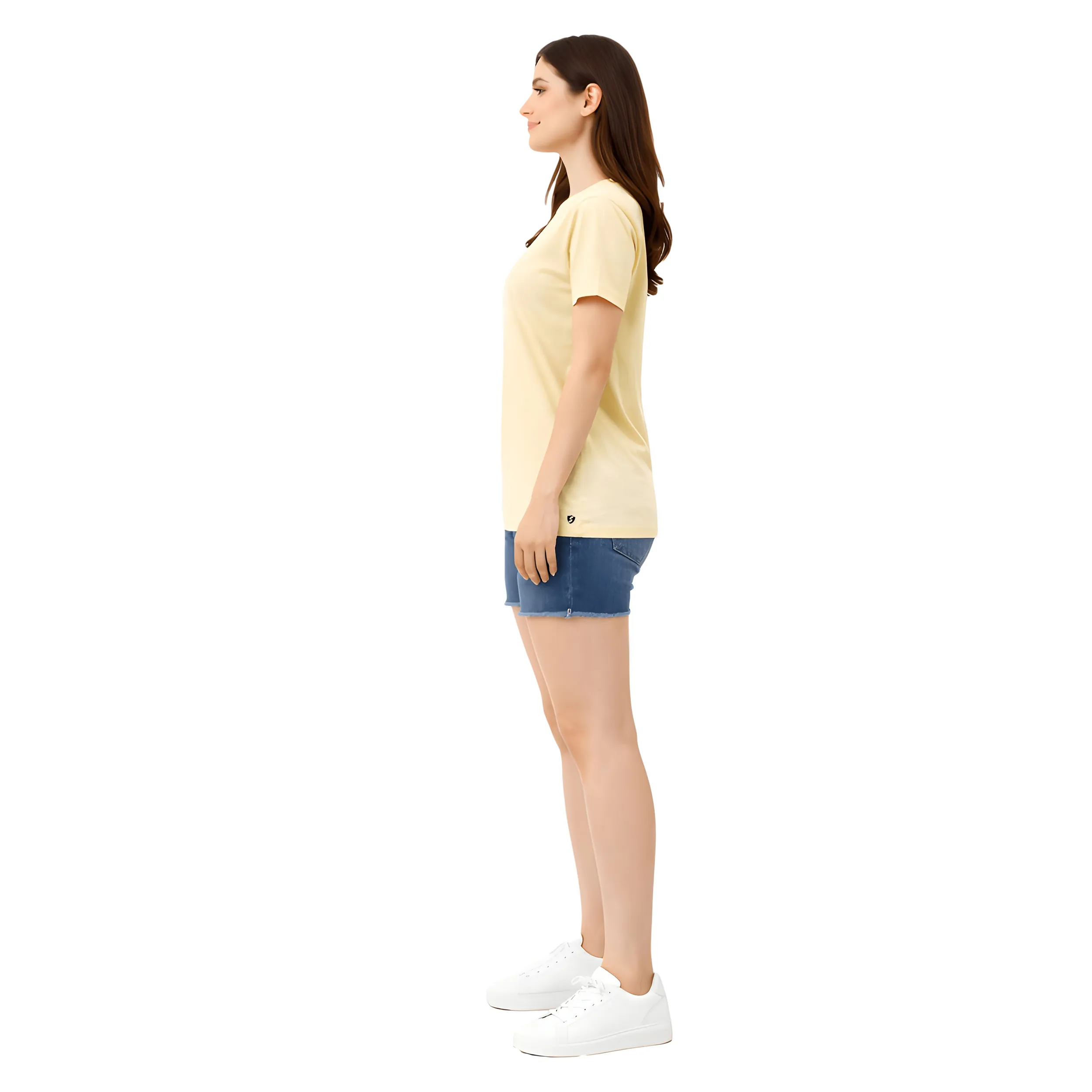 Cotton Round Neck T-Shirt Regular Fit Solid Casual Tee Soft Breathable Top