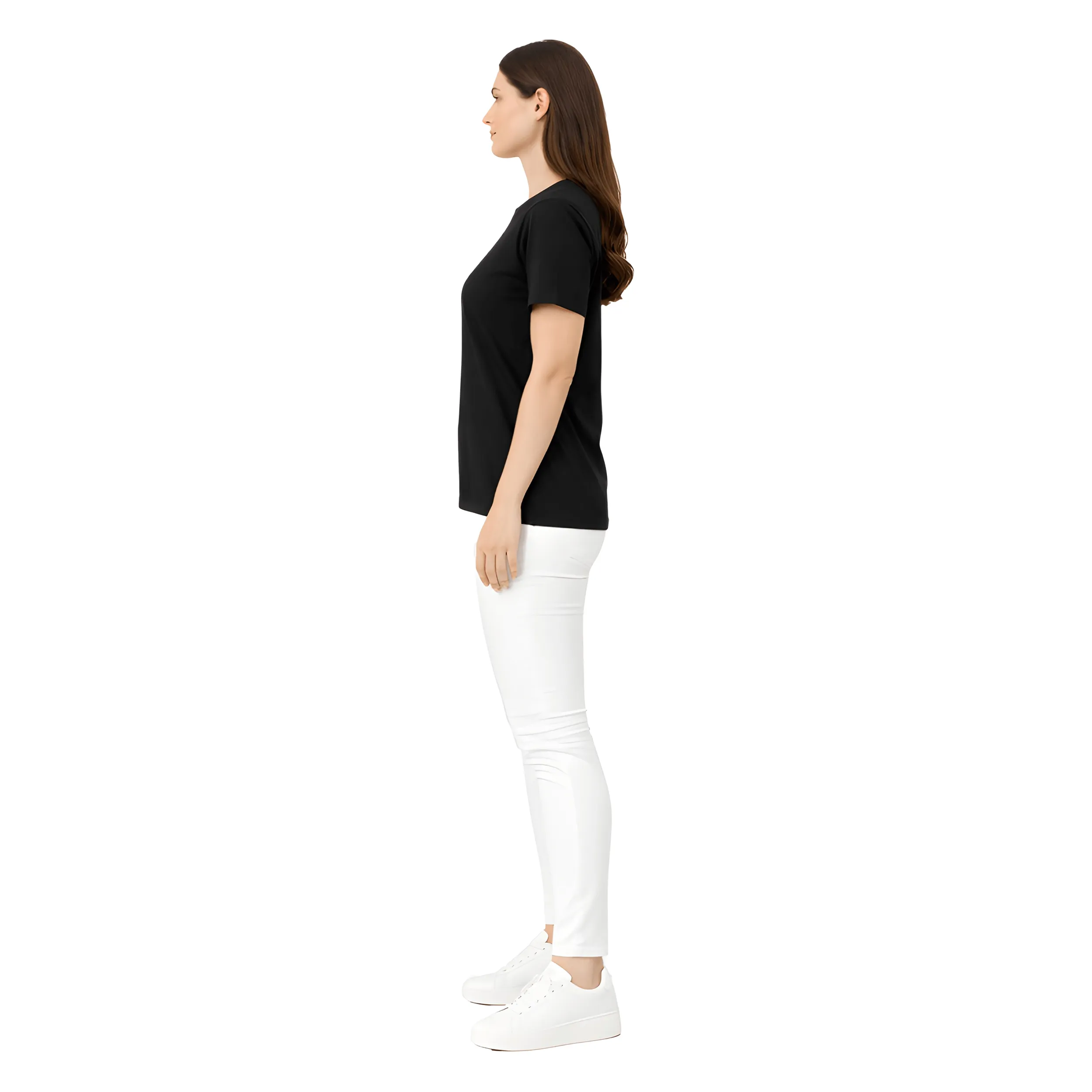 Cotton Round Neck T-Shirt Regular Fit Solid Casual Tee Soft Breathable Top