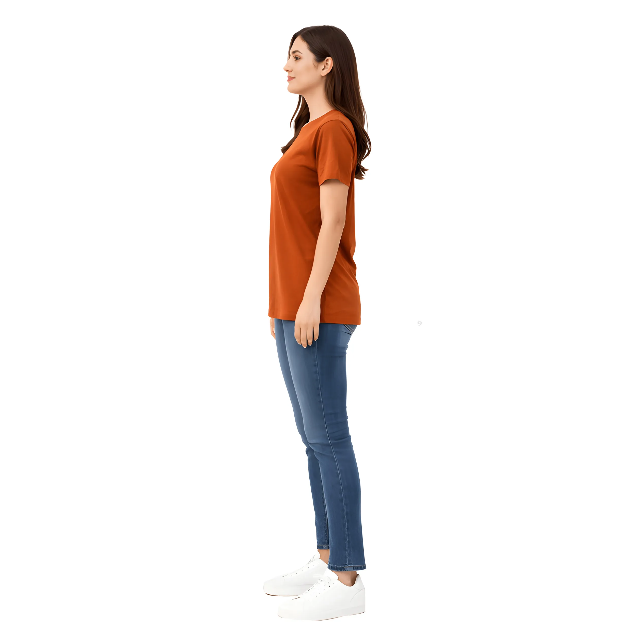 Cotton Round Neck T-Shirt Regular Fit Solid Casual Tee Soft Breathable Top
