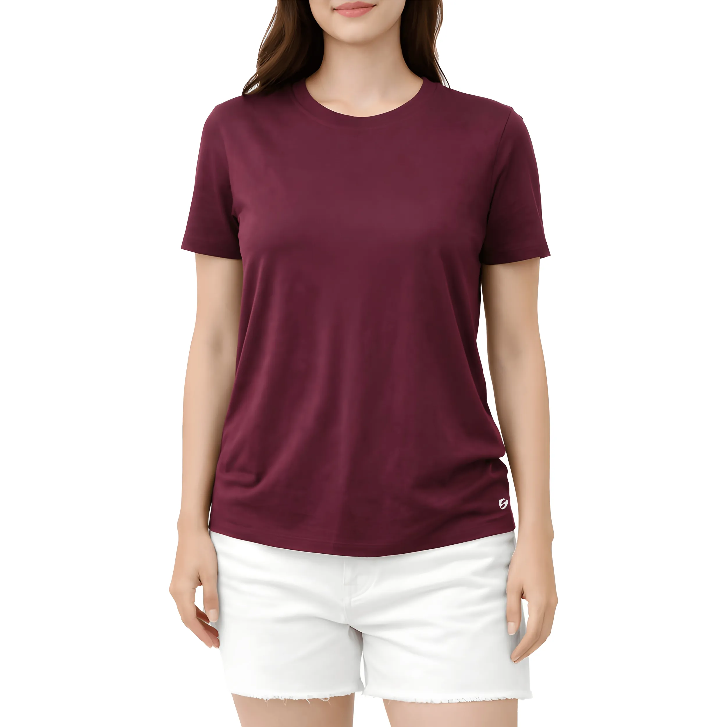 Cotton Round Neck T-Shirt Regular Fit Solid Casual Tee Soft Breathable Top