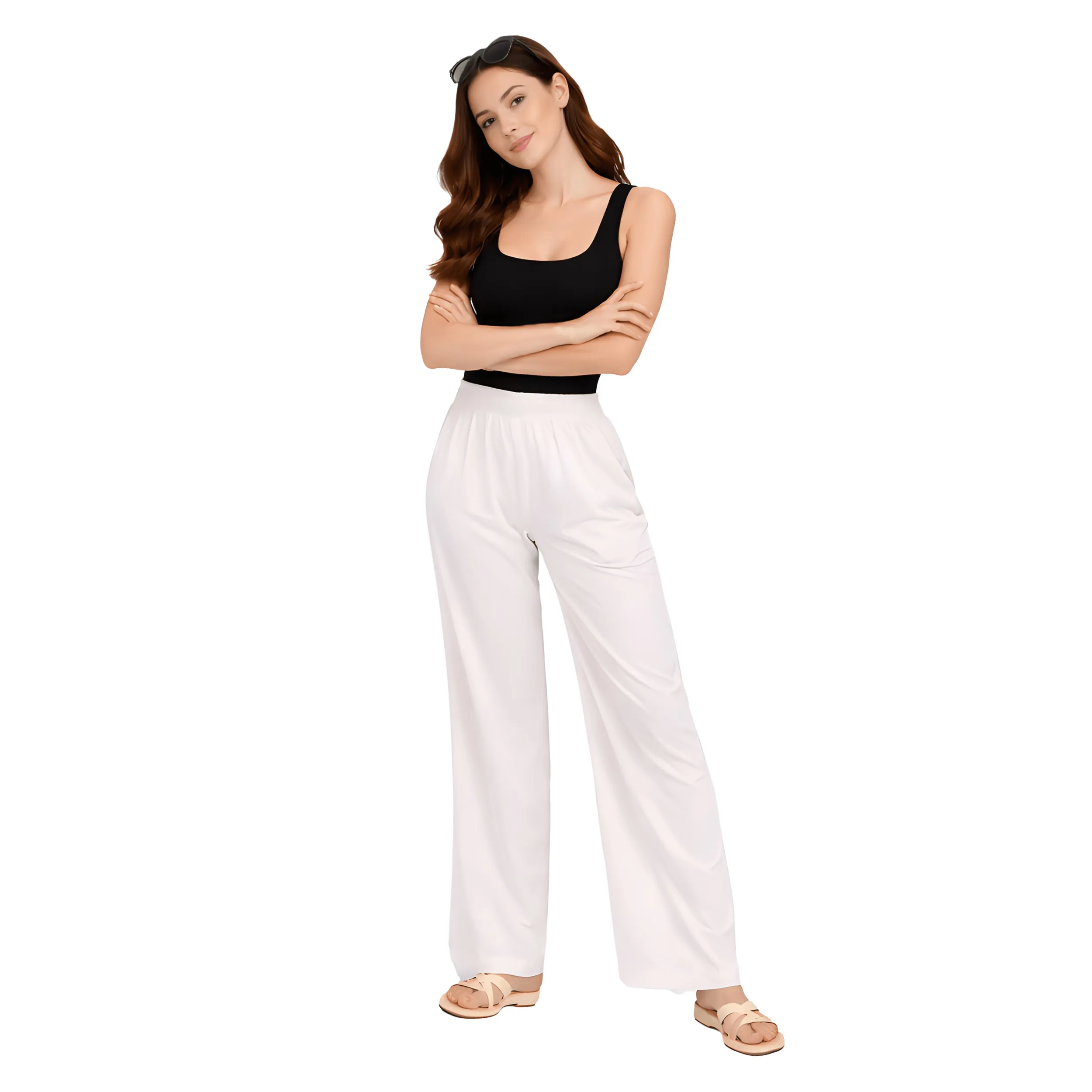 Women Flared Palazzos with Insert Pockets