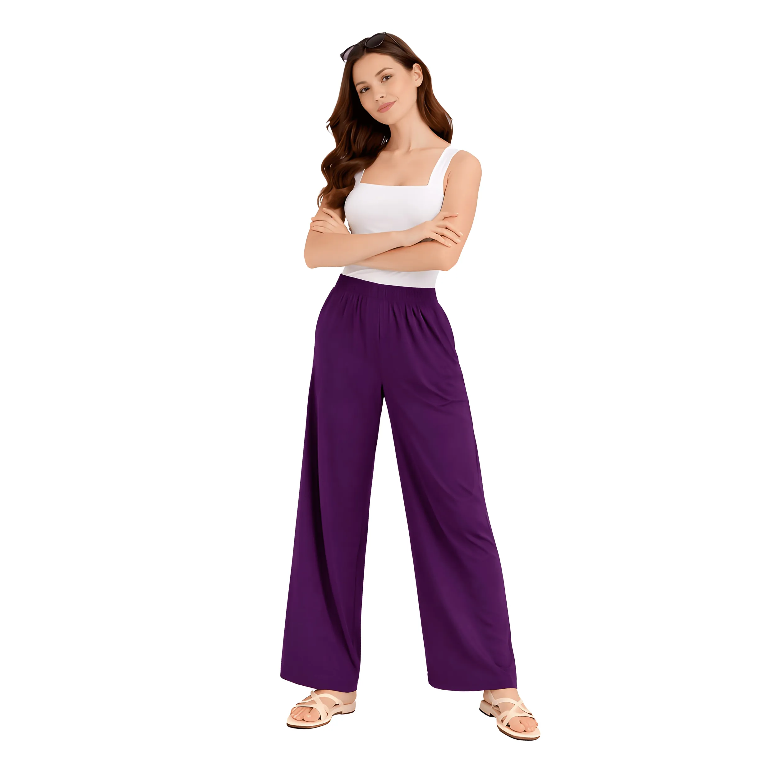 Women Flared Palazzos with Insert Pockets