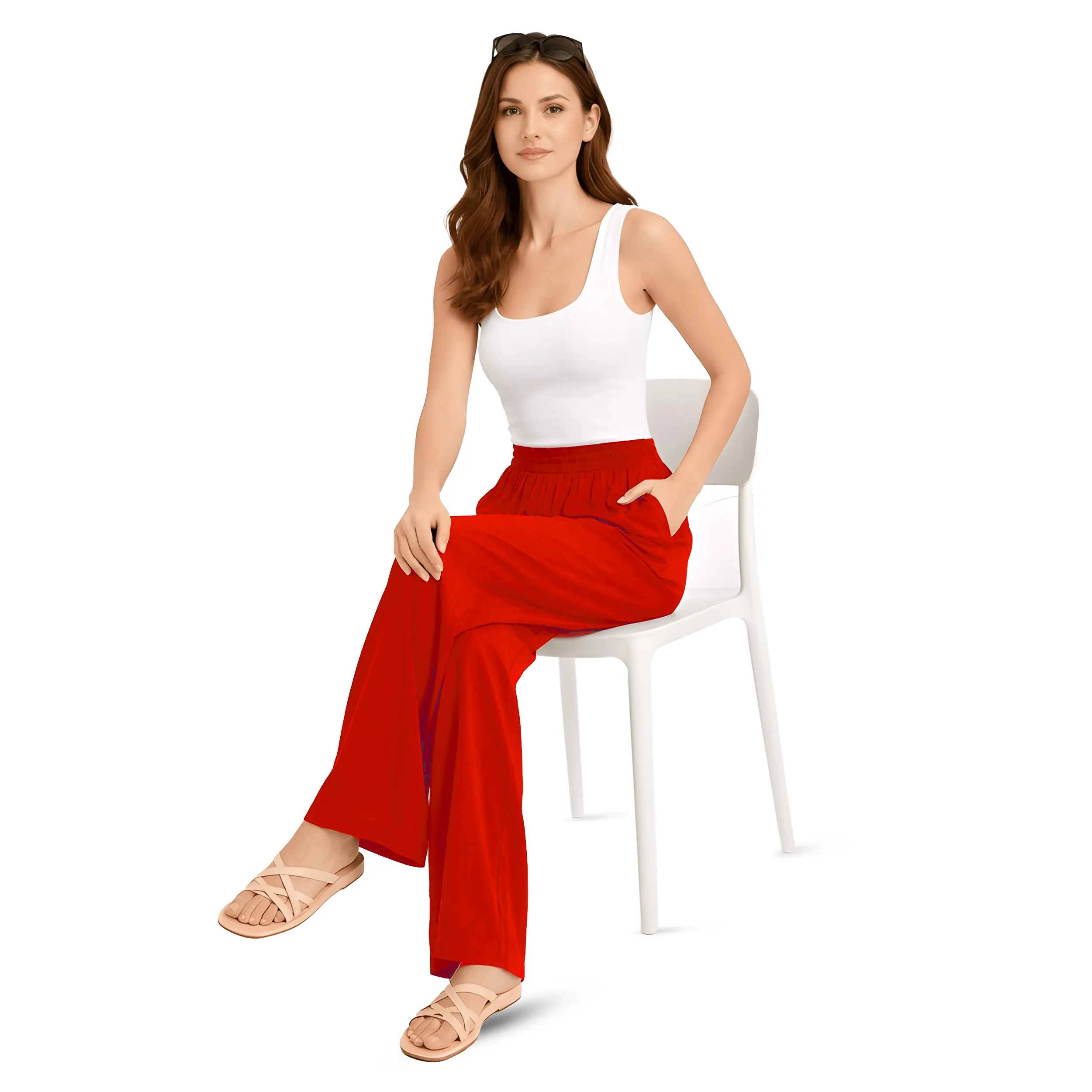 Women Flared Palazzos with Insert Pockets