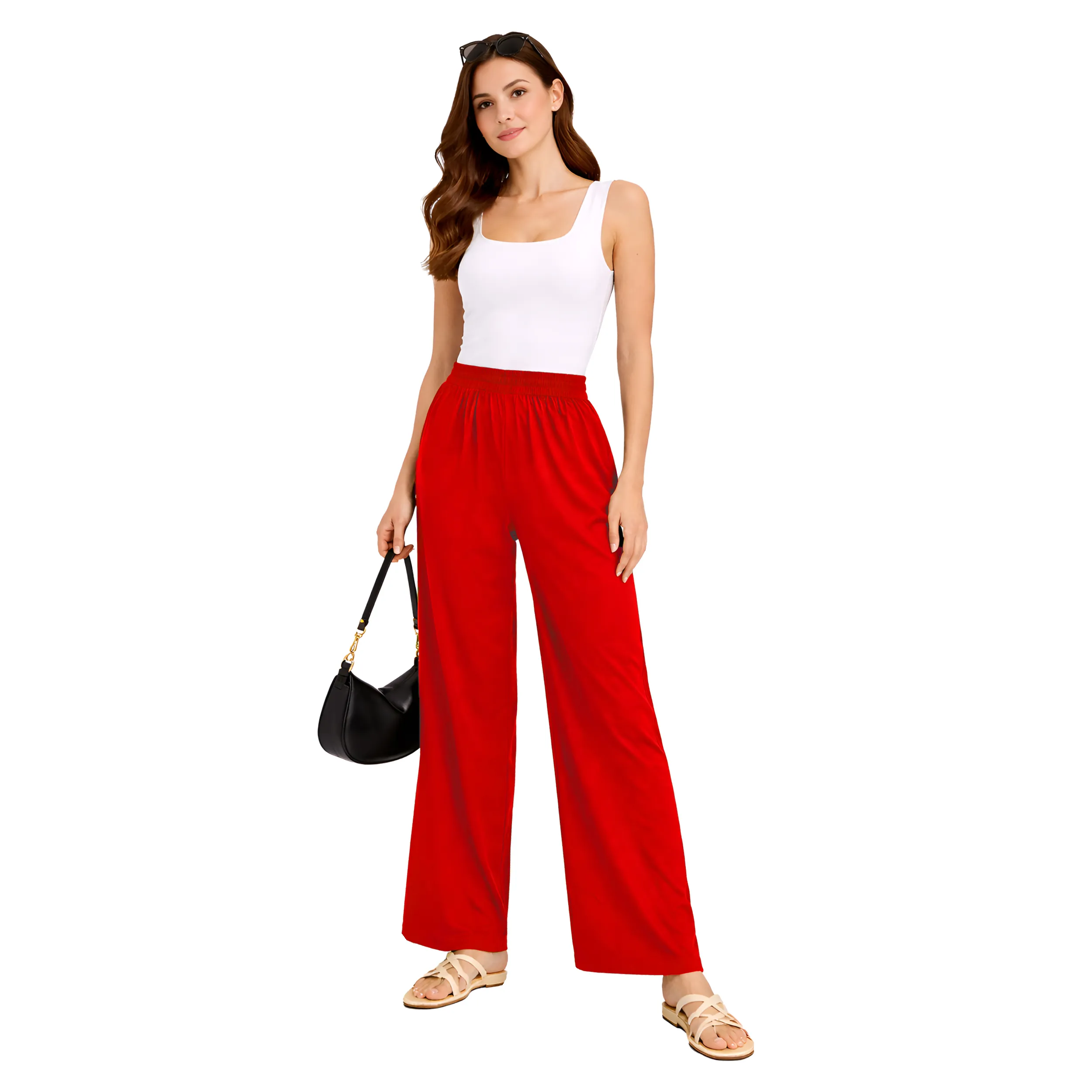 Women Flared Palazzos with Insert Pockets