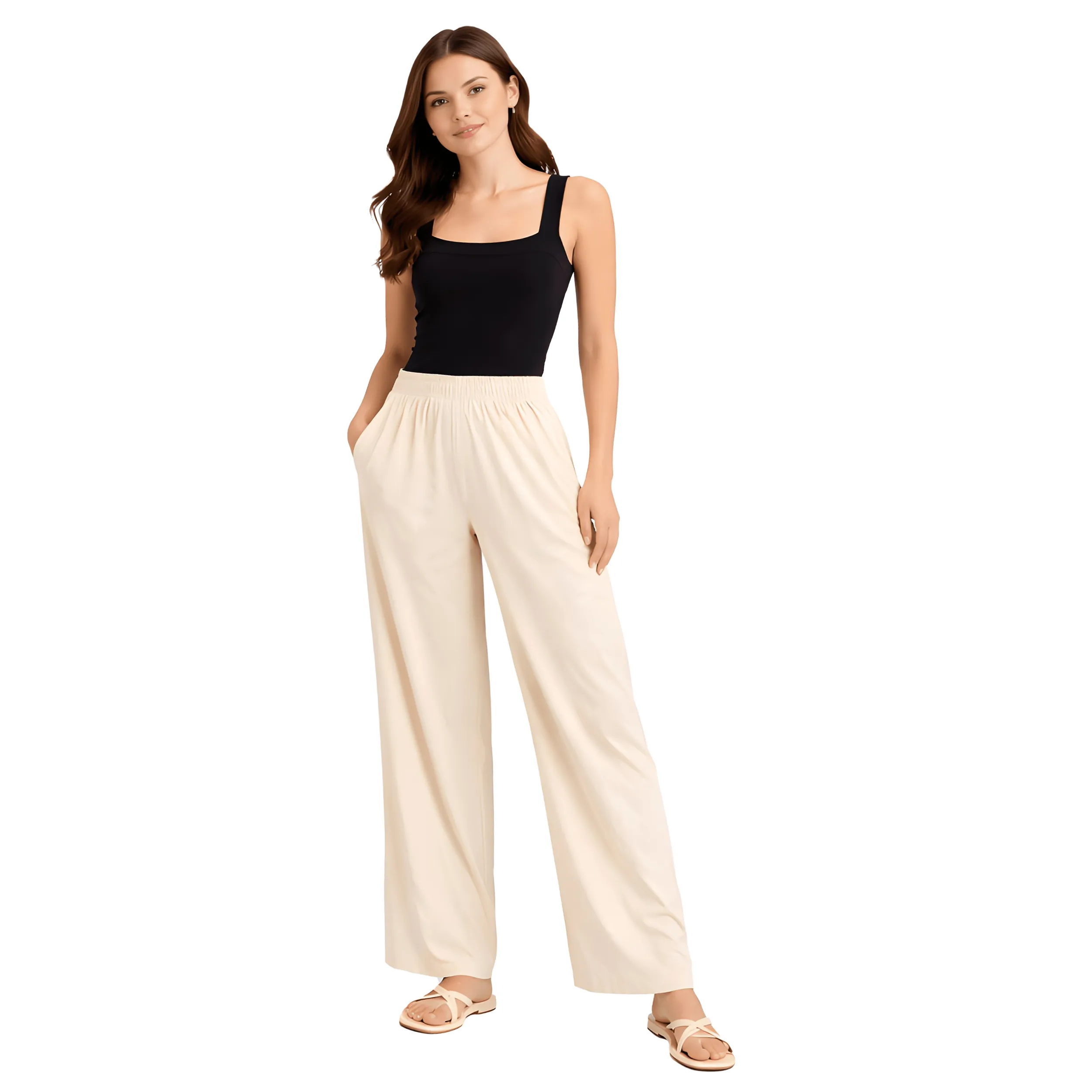 Women Flared Palazzos with Insert Pockets