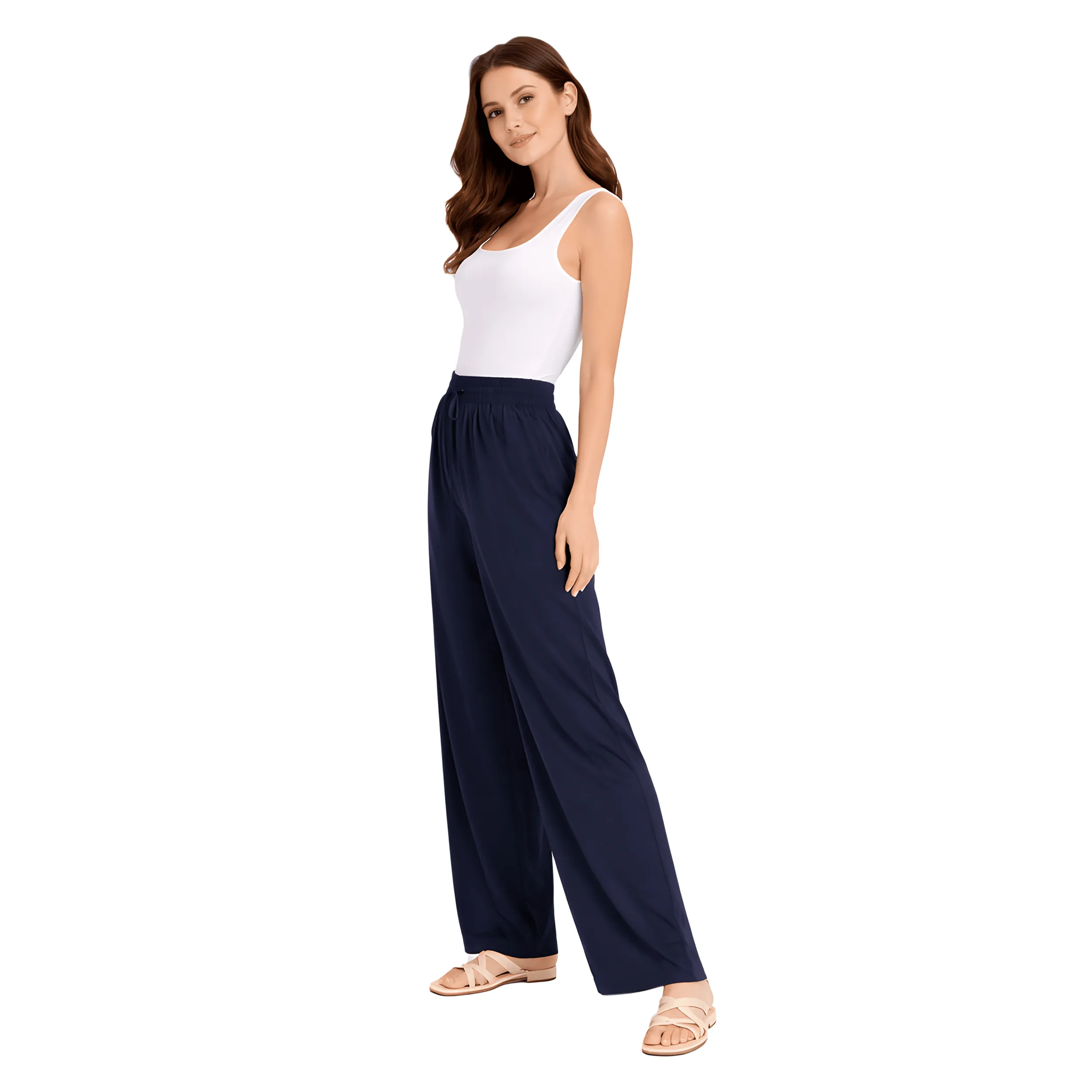 Women Flared Palazzos with Insert Pockets
