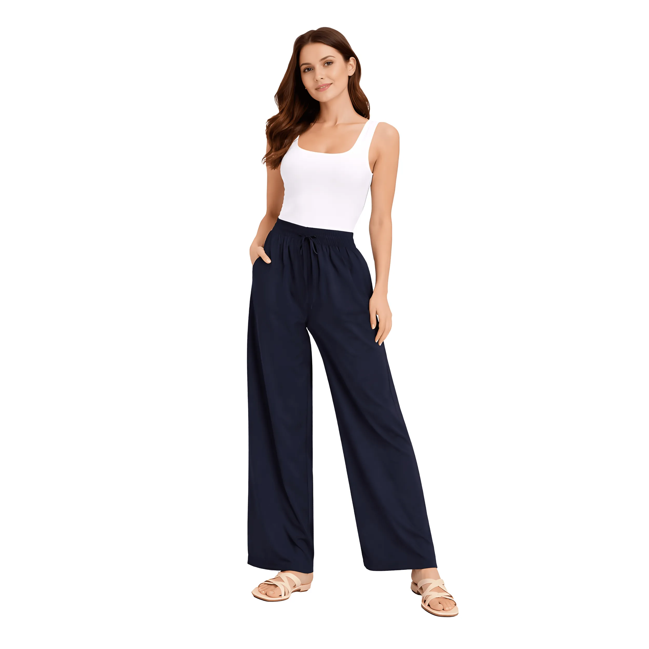 Women Flared Palazzos with Insert Pockets
