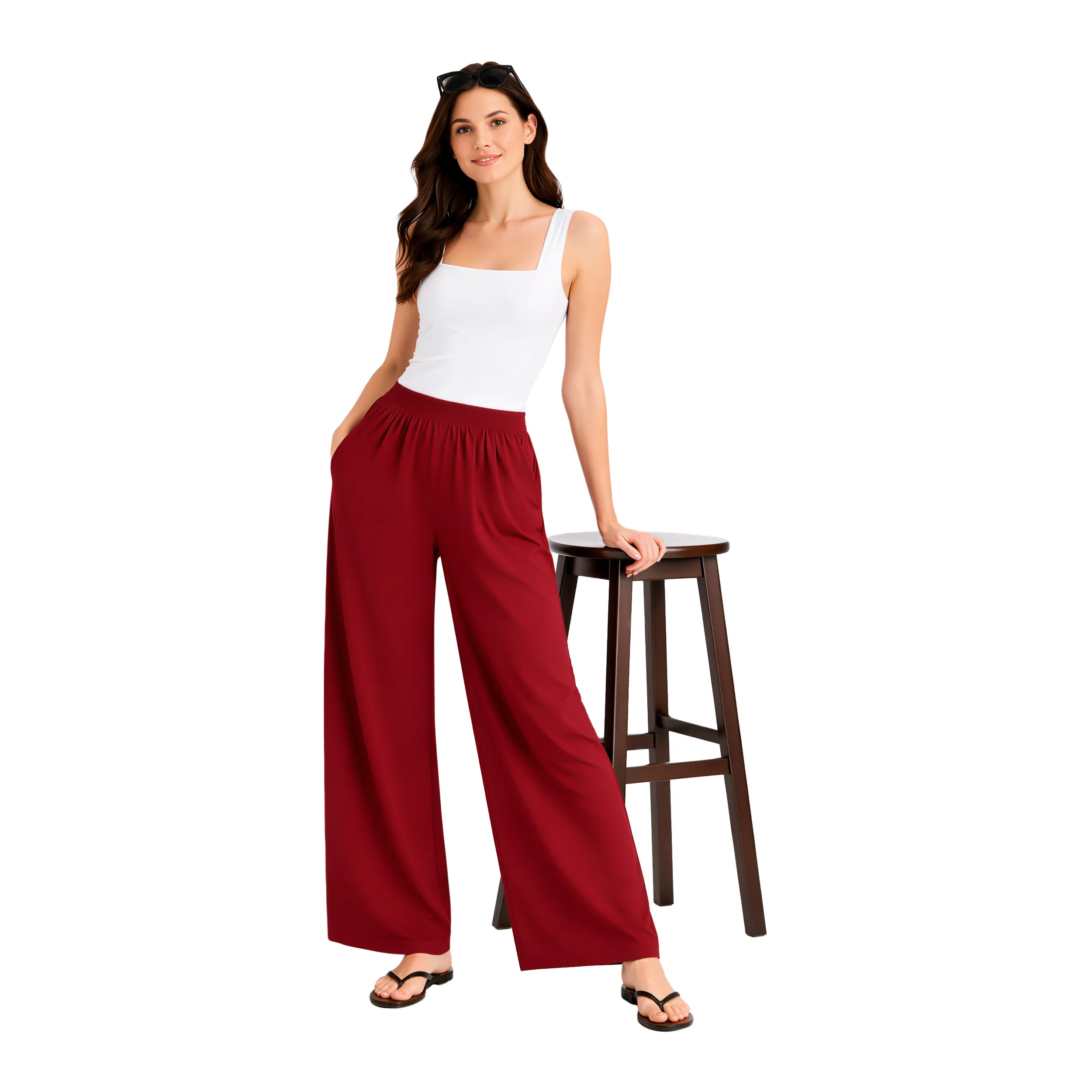 Women Flared Palazzos with Insert Pockets