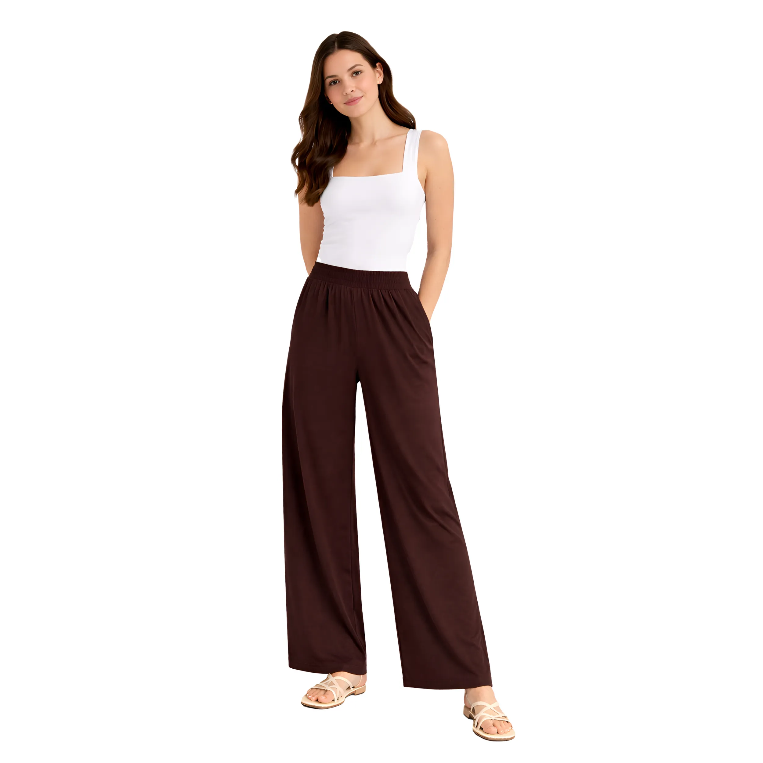 Women Flared Palazzos with Insert Pockets