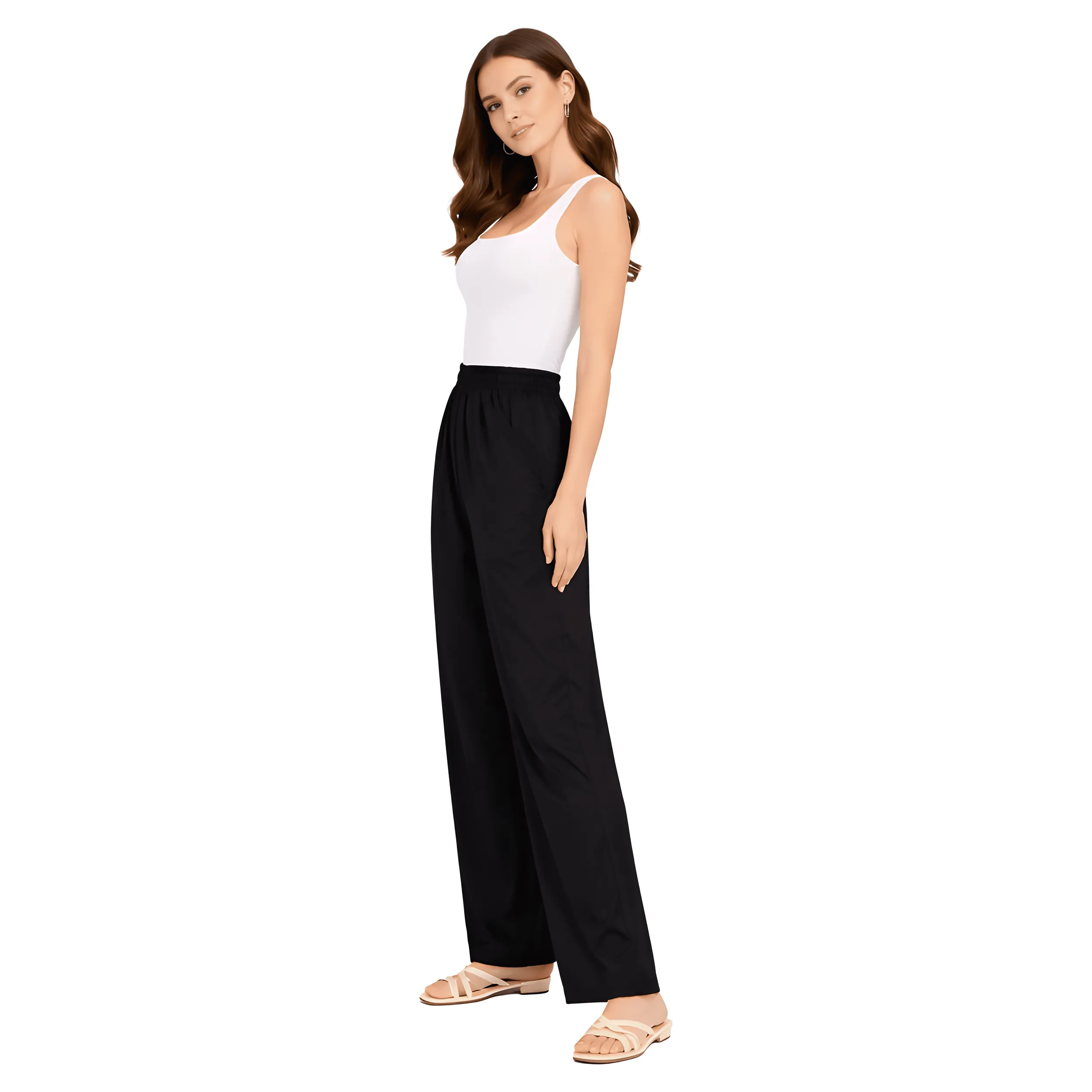 Women Flared Palazzos with Insert Pockets