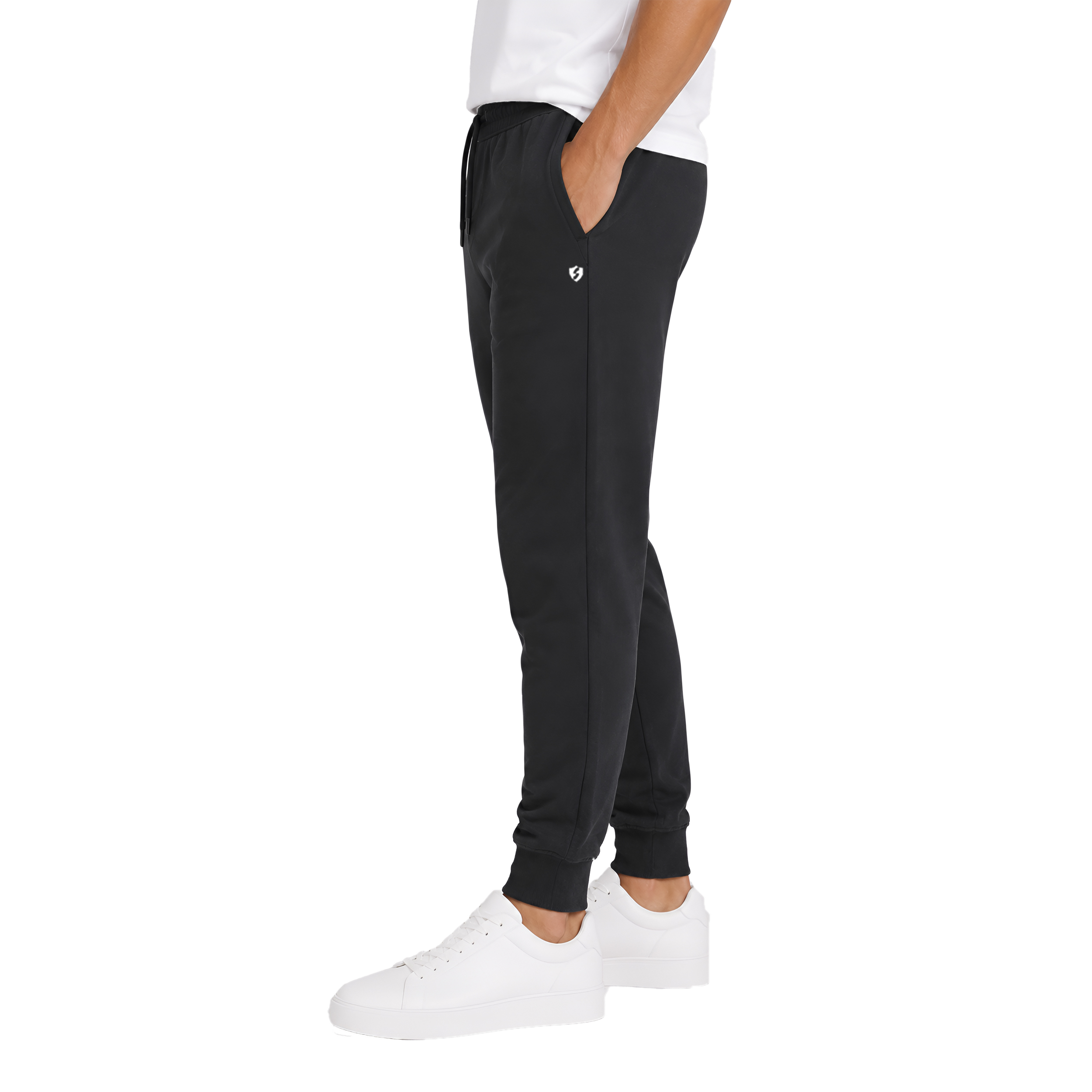 Men Cotton Slim Fit Jogger Pants with Zipper Pockets