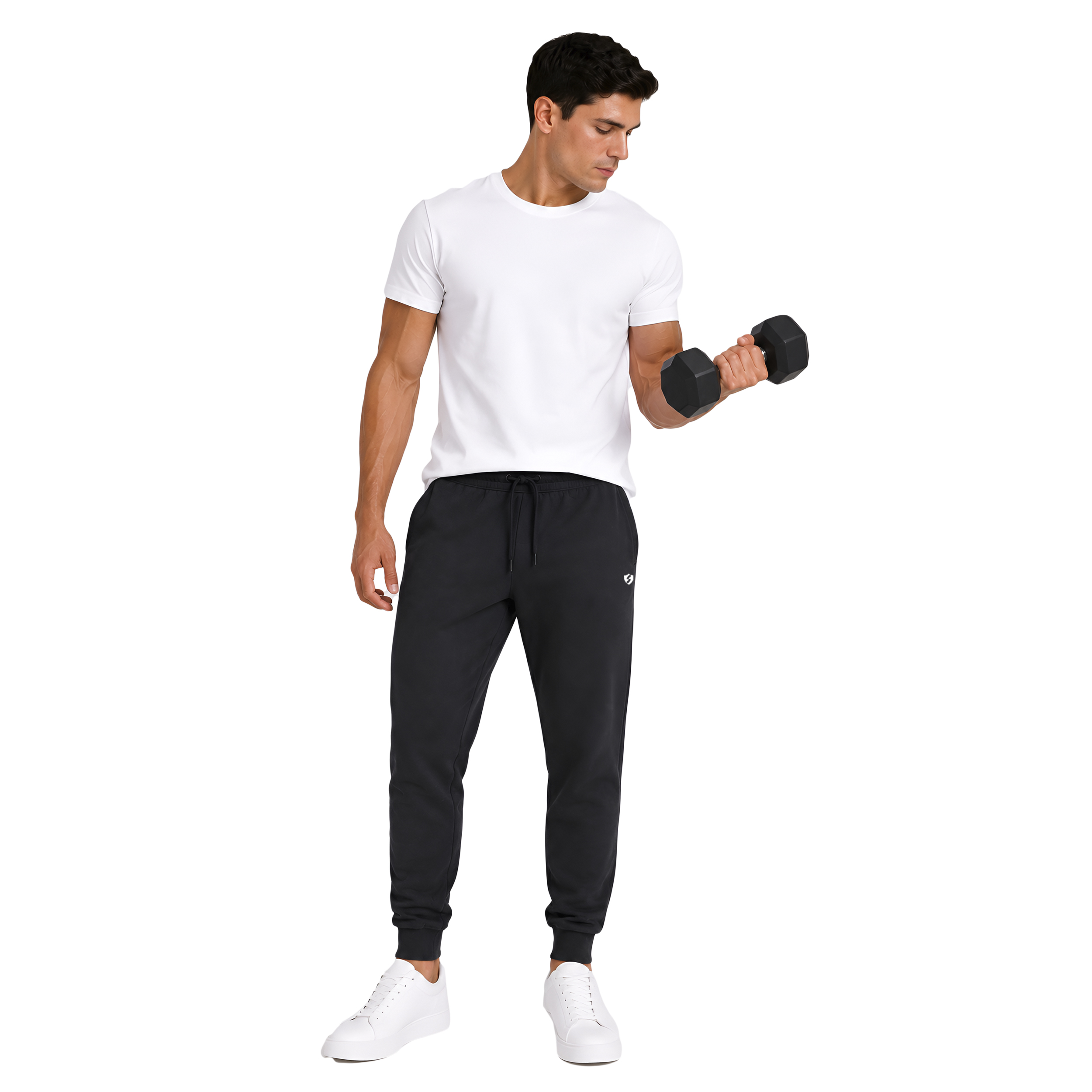 Men Cotton Slim Fit Jogger Pants with Zipper Pockets
