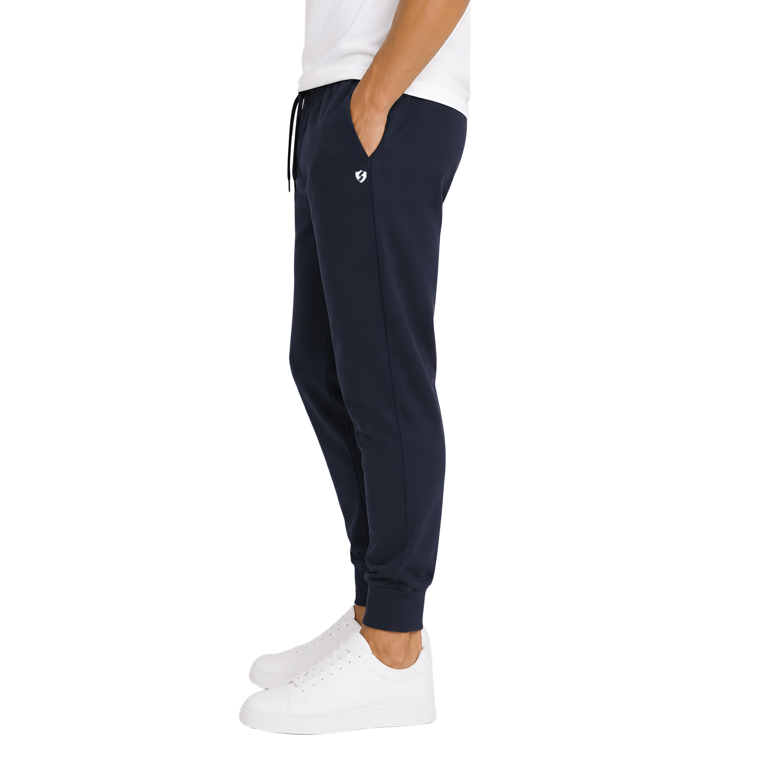 Men Cotton Slim Fit Jogger Pants with Zipper Pockets