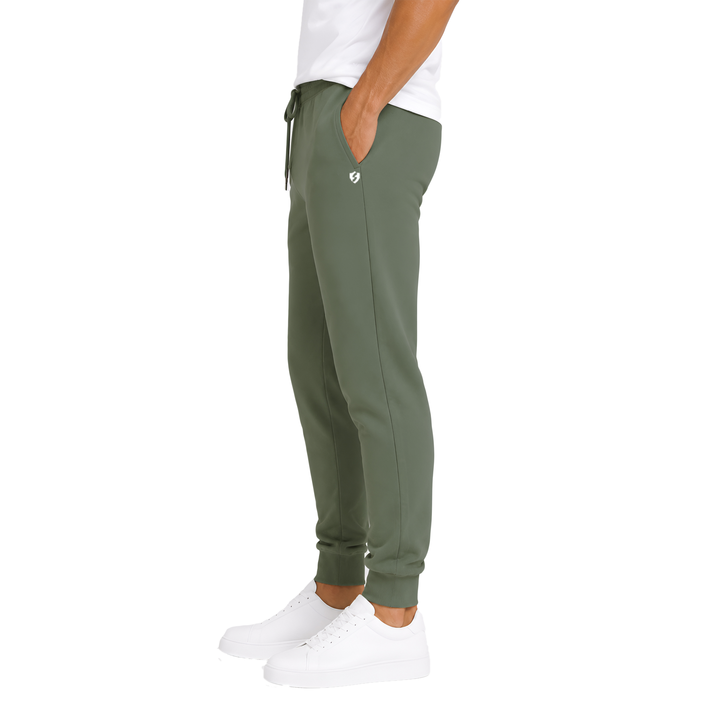 Men Cotton Slim Fit Jogger Pants with Zipper Pockets