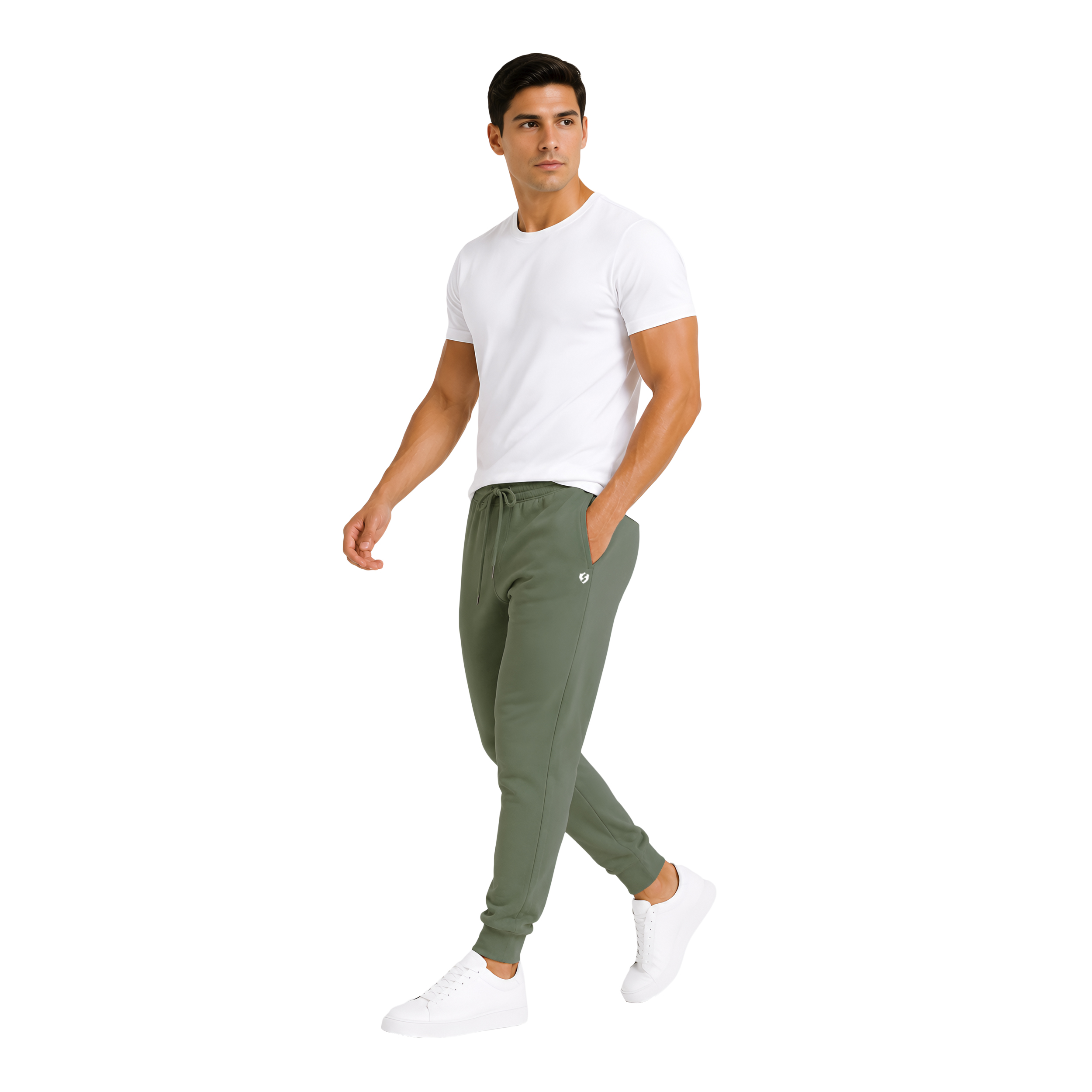 Men Cotton Slim Fit Jogger Pants with Zipper Pockets