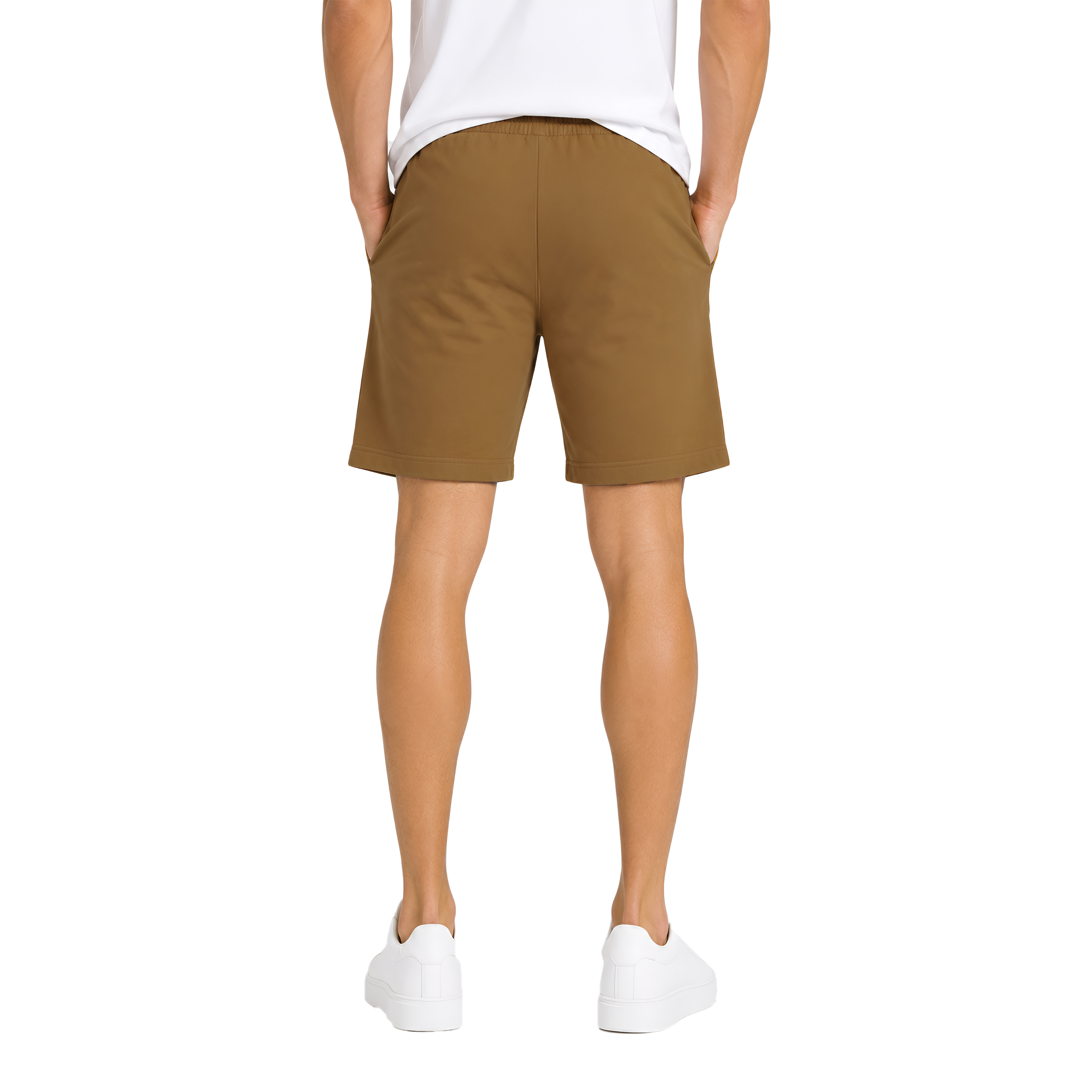 Men Cotton Regular Fit Shorts with Zipper Pocket & Drawstring Waist