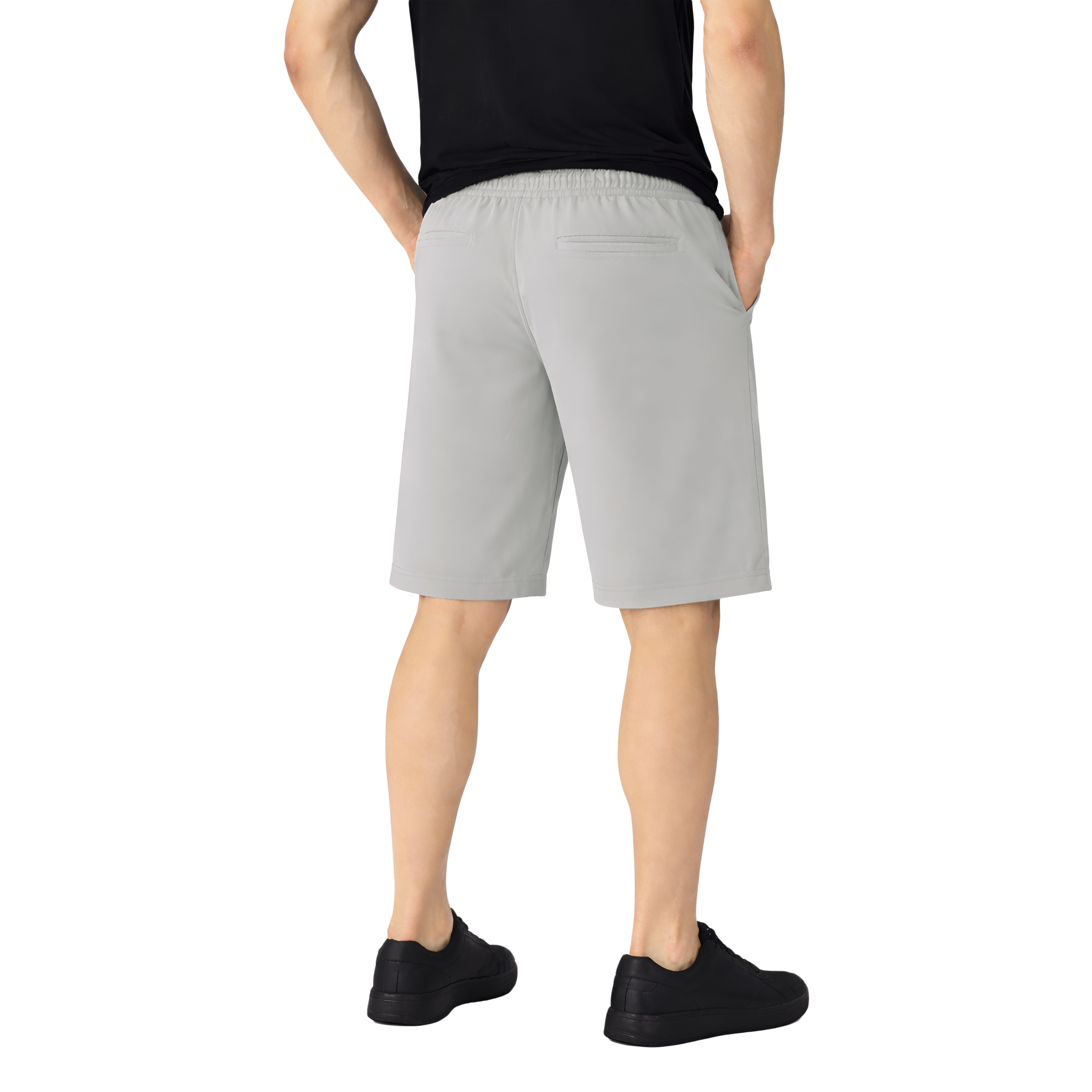 Men Cotton Regular Fit Shorts with Zipper Pocket & Drawstring Waist