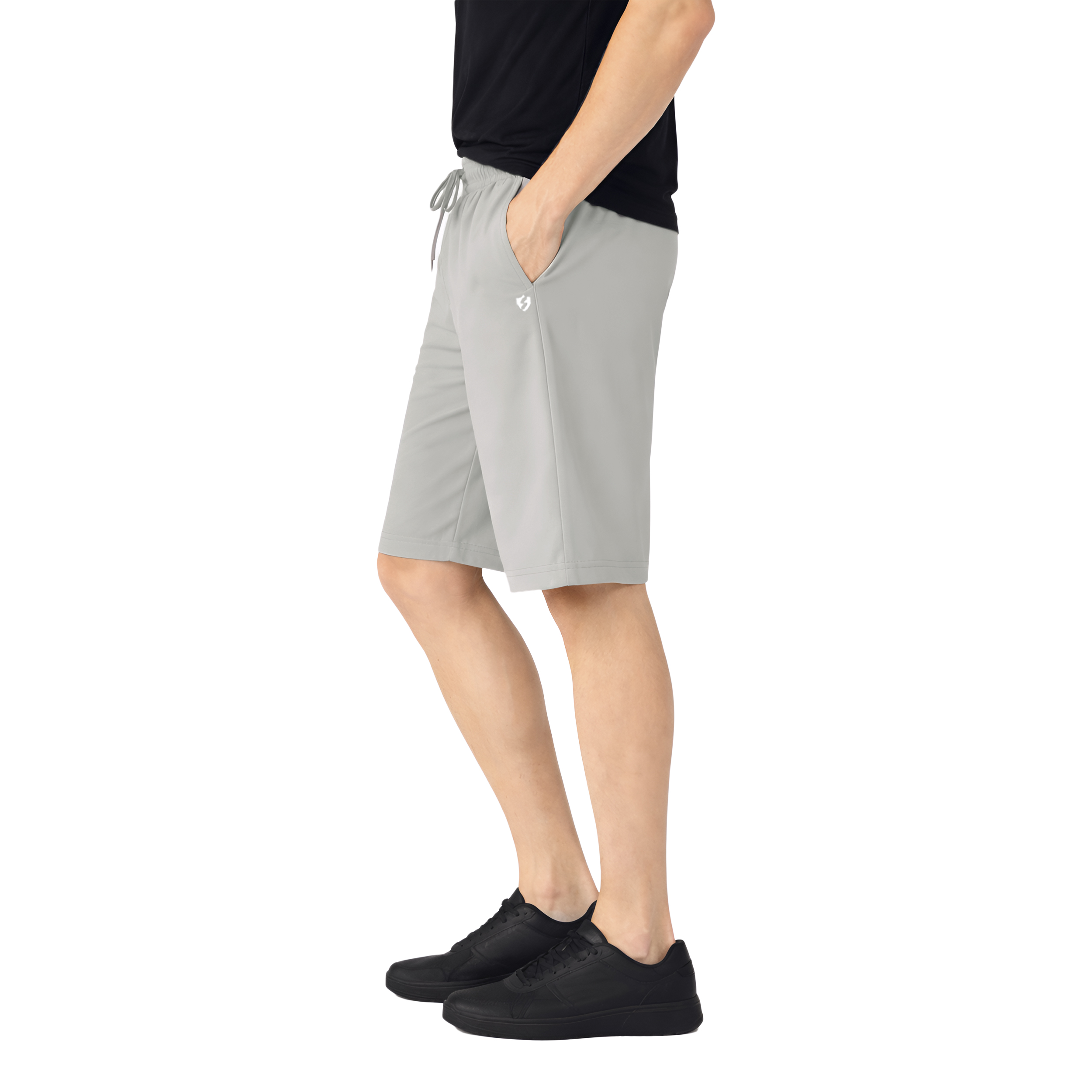 Men Cotton Regular Fit Shorts with Zipper Pocket & Drawstring Waist
